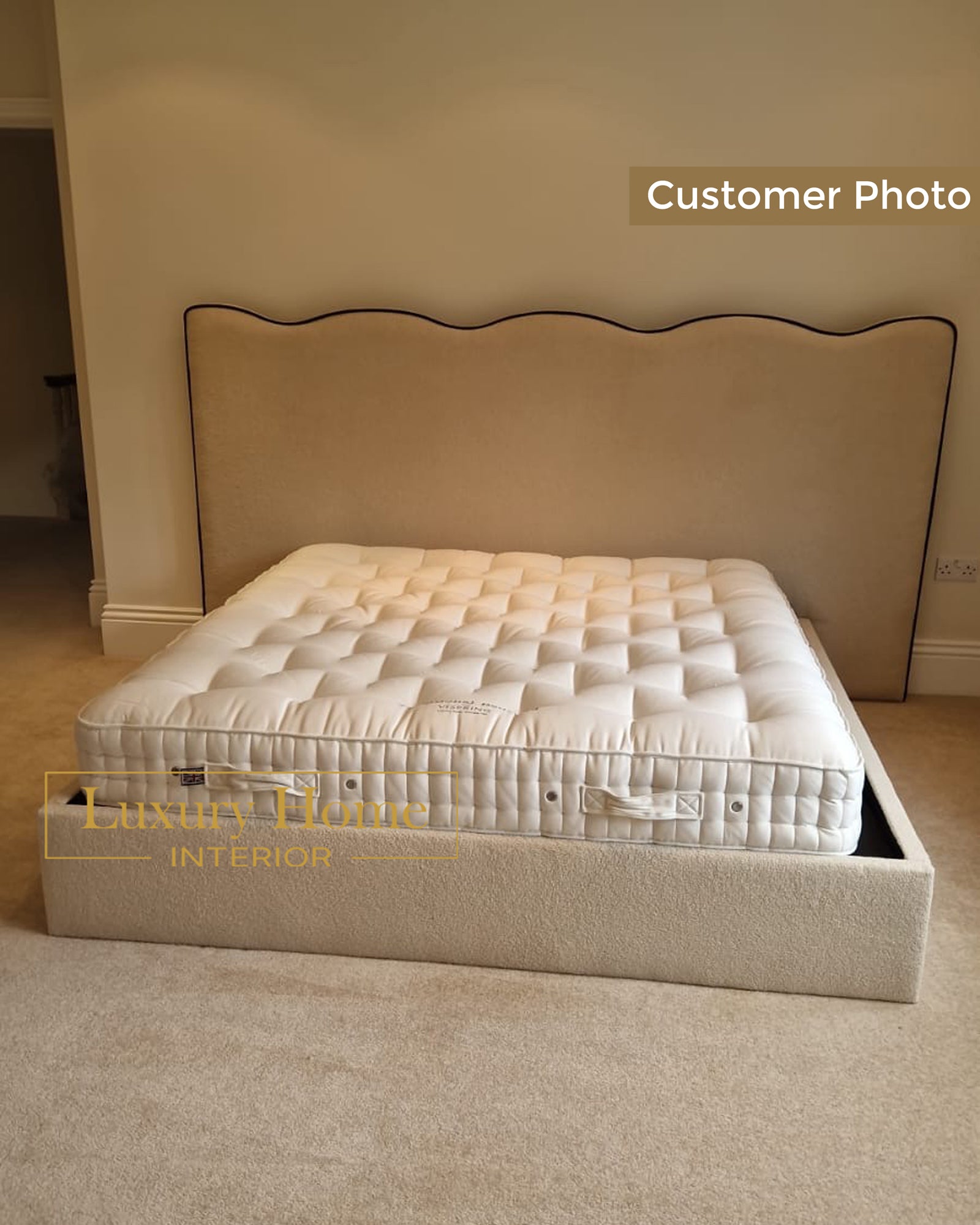 The Bespoke Extended Nora Wave Bed Upholstered Bed Frame- Fully Customisable with Storage Options- Wave Range