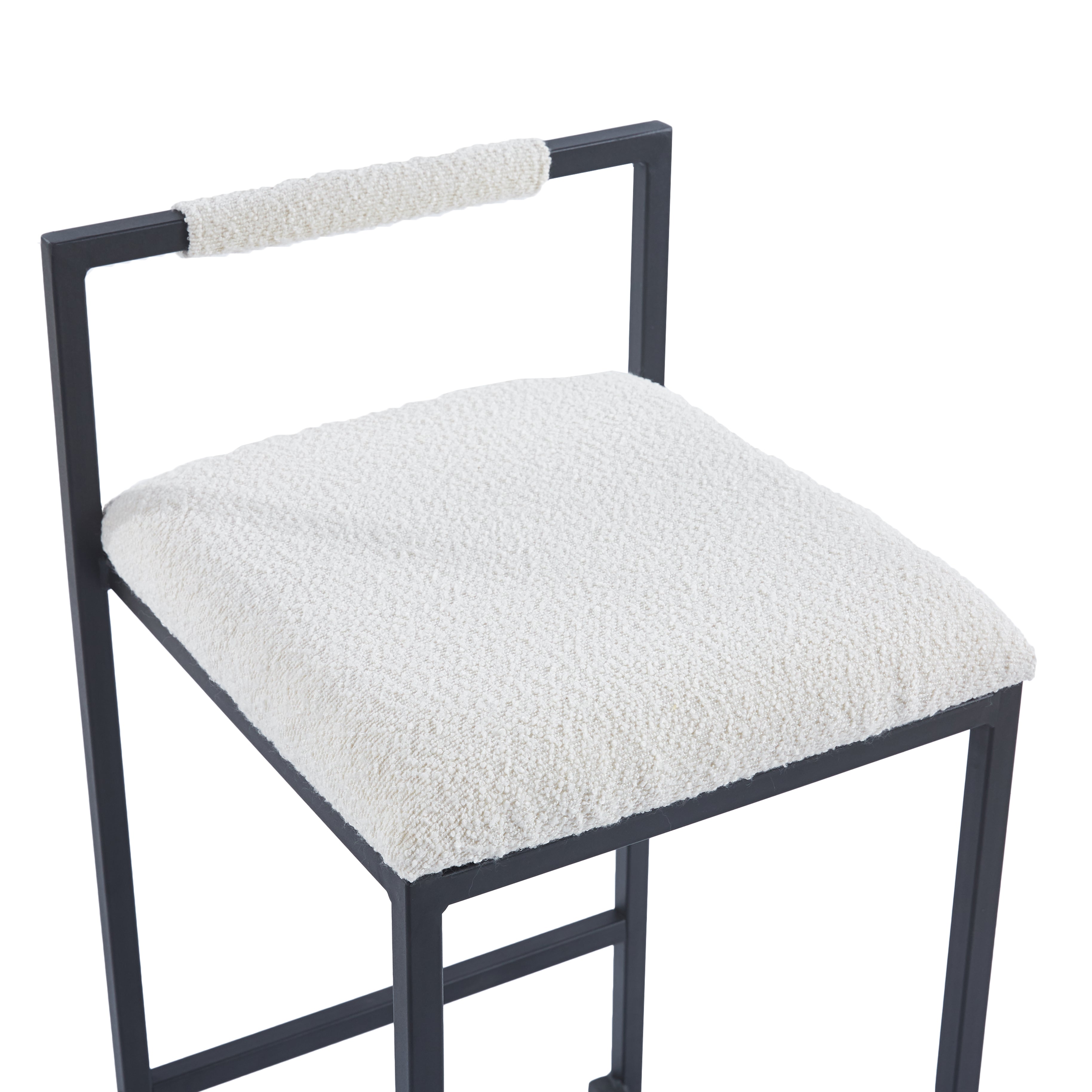 Pre Order- Kensington Ivory Boucle with Black Legs Barstool