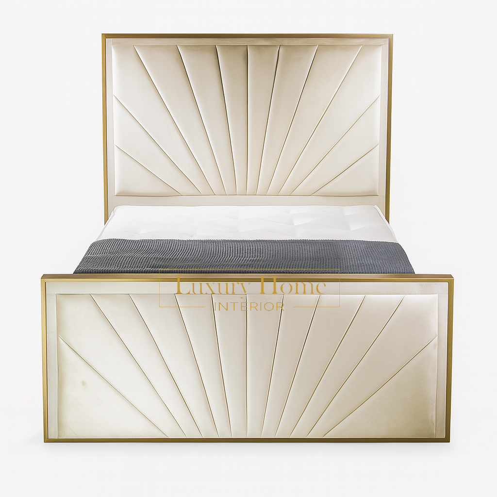 The Bespoke Grace Bed Gold Metal Surround- Fully Customisable with Storage Options- Luxe Metal Range