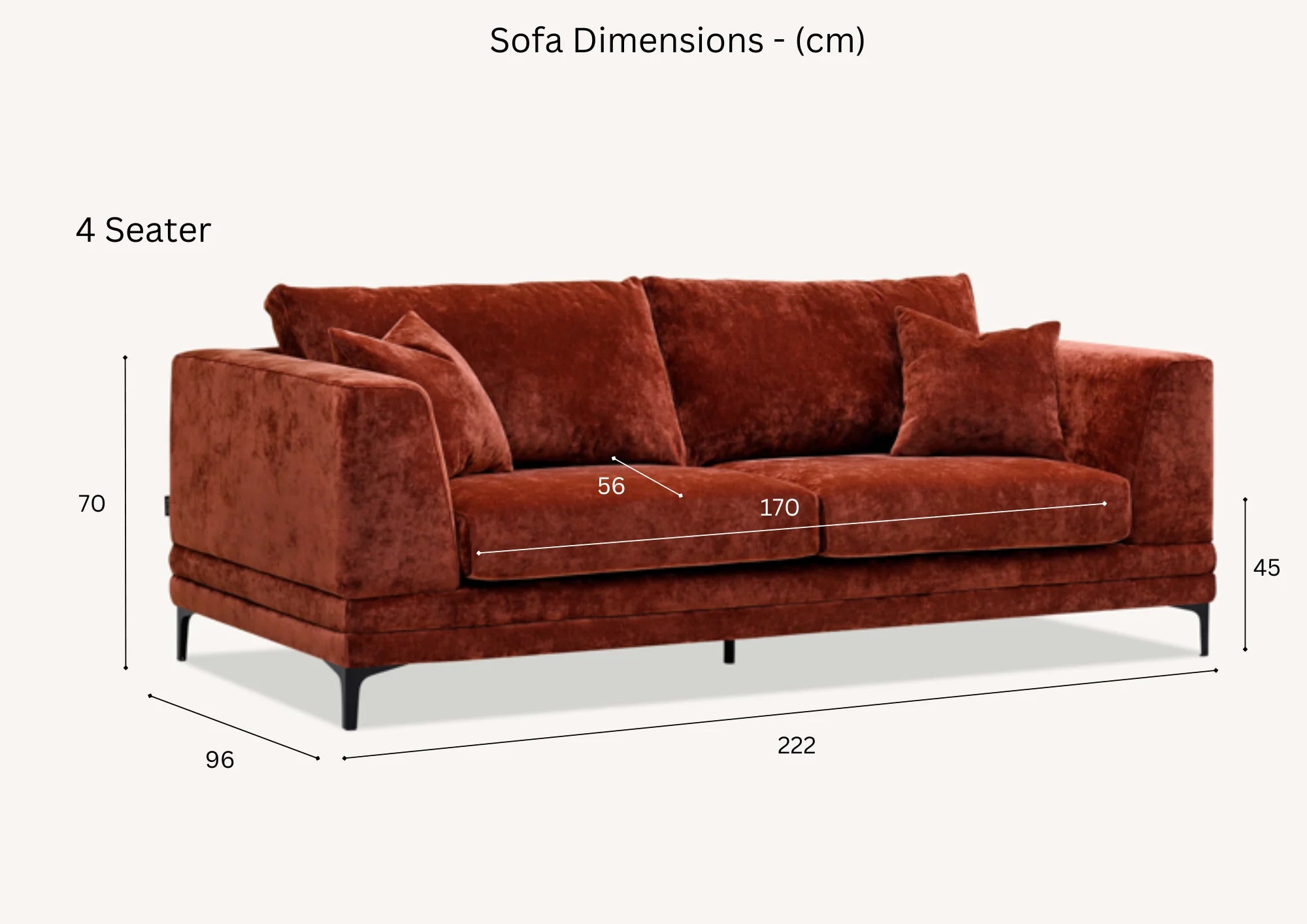 Lenox Sofa Range in Rust Velvet