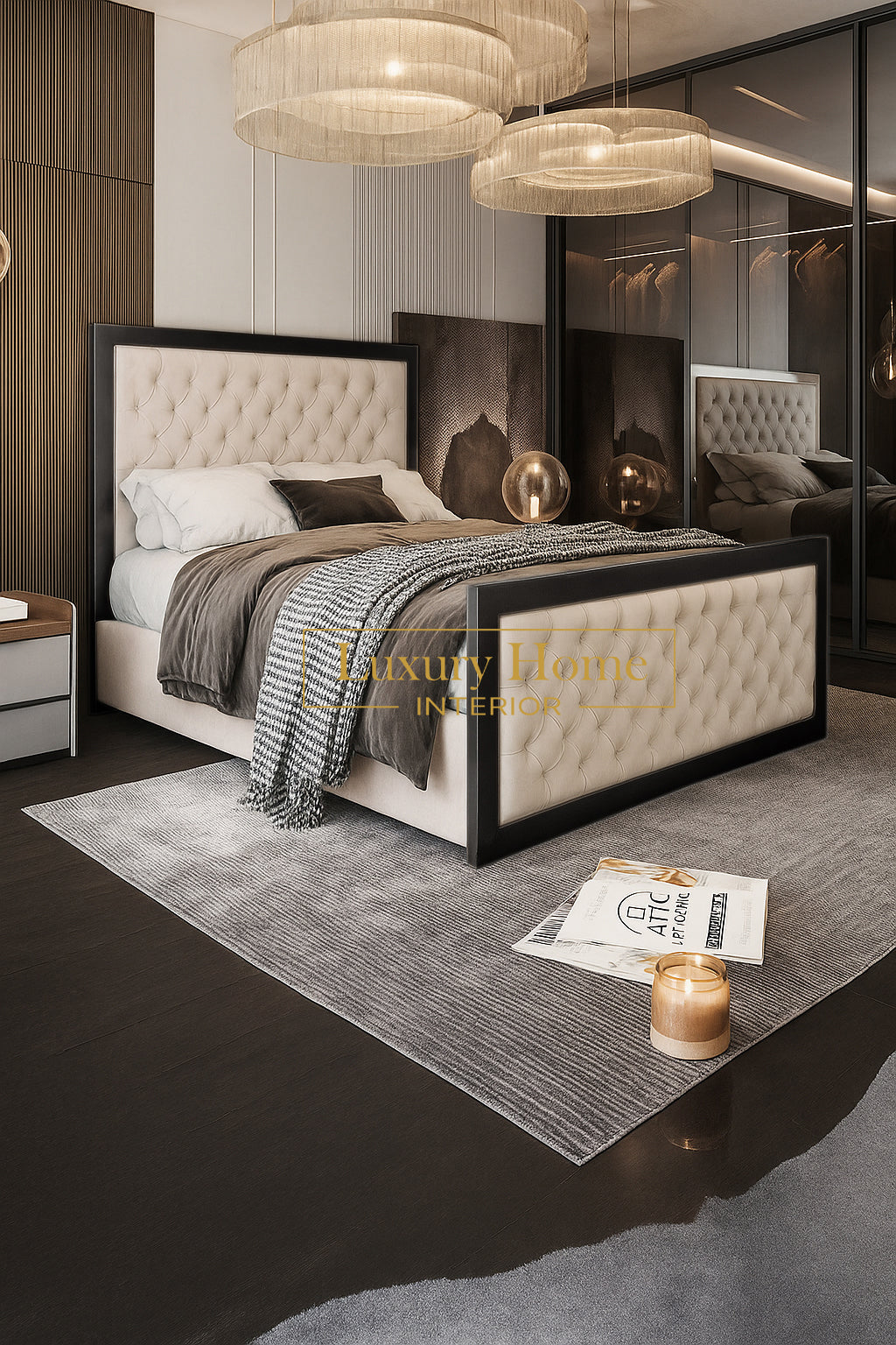 The Bespoke Letisha Upholstered Soft Velvet Metal Bed Frame- Fully Customisable With Ottoman Storage- Luxe Metal Range