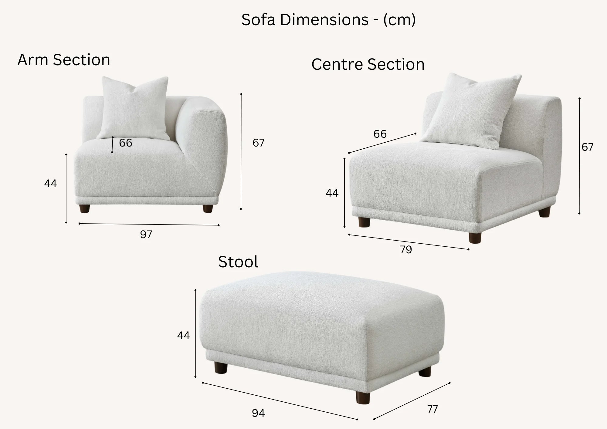 Moscow Polar Boucle Modular Sofa Range in Polar Boucle Fabric