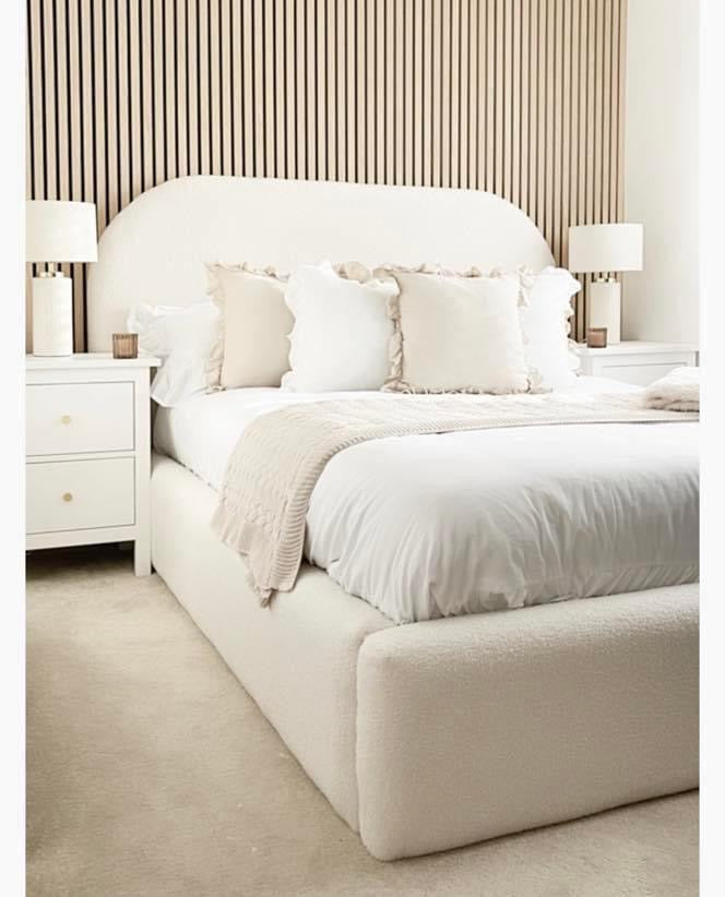 The Bespoke Lucy Boucle Upholstered Bed Frame-Fully Customisable with Storage Options- Wave Range