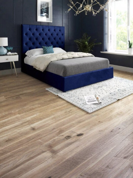 The Bespoke Niamh Upholstered Soft Velvet Bed Frame- Fully Customisable with Storage Options- Chesterfield Range