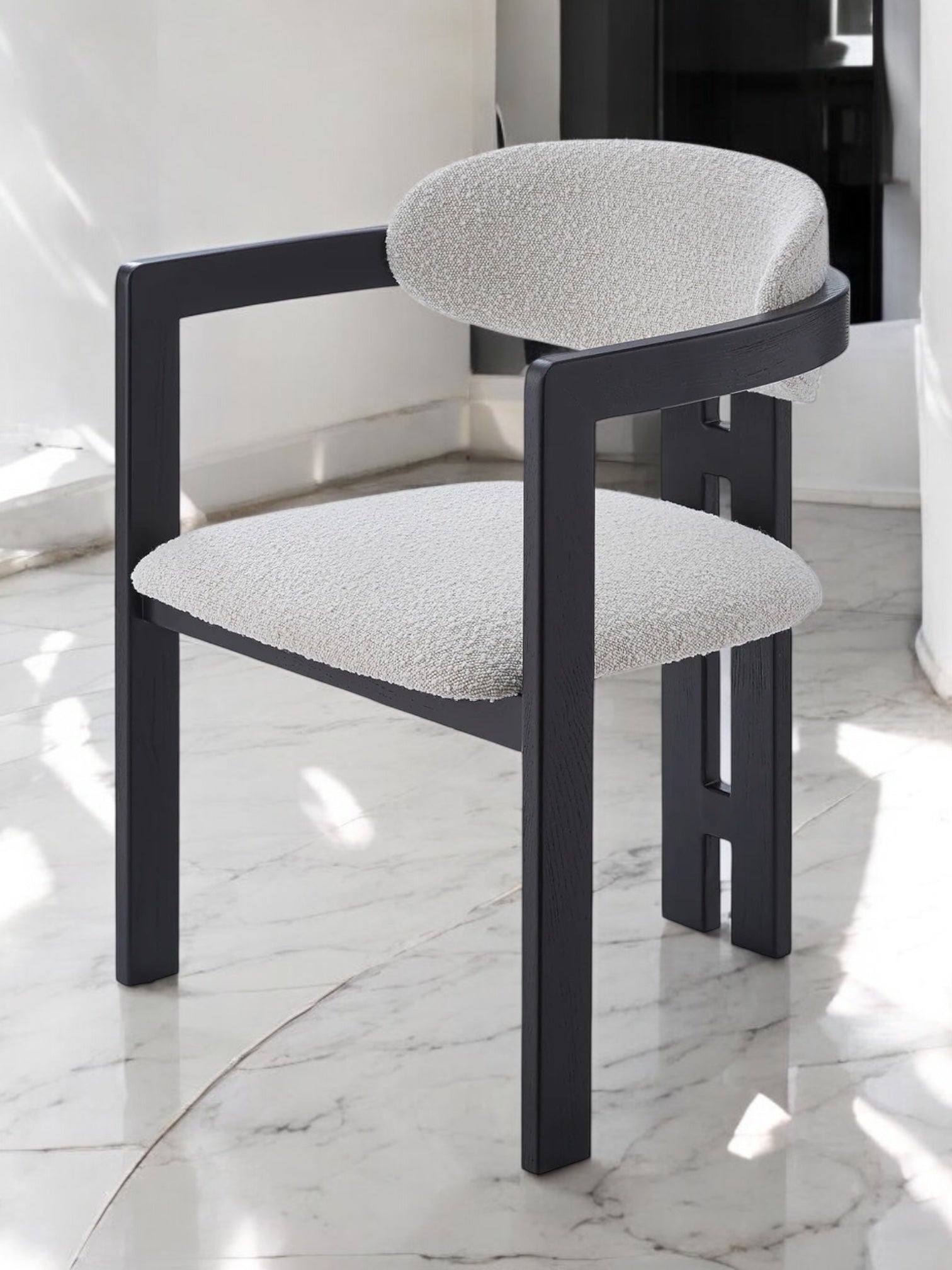 Kensington Ivory Monochrome Boucle Dining Chair