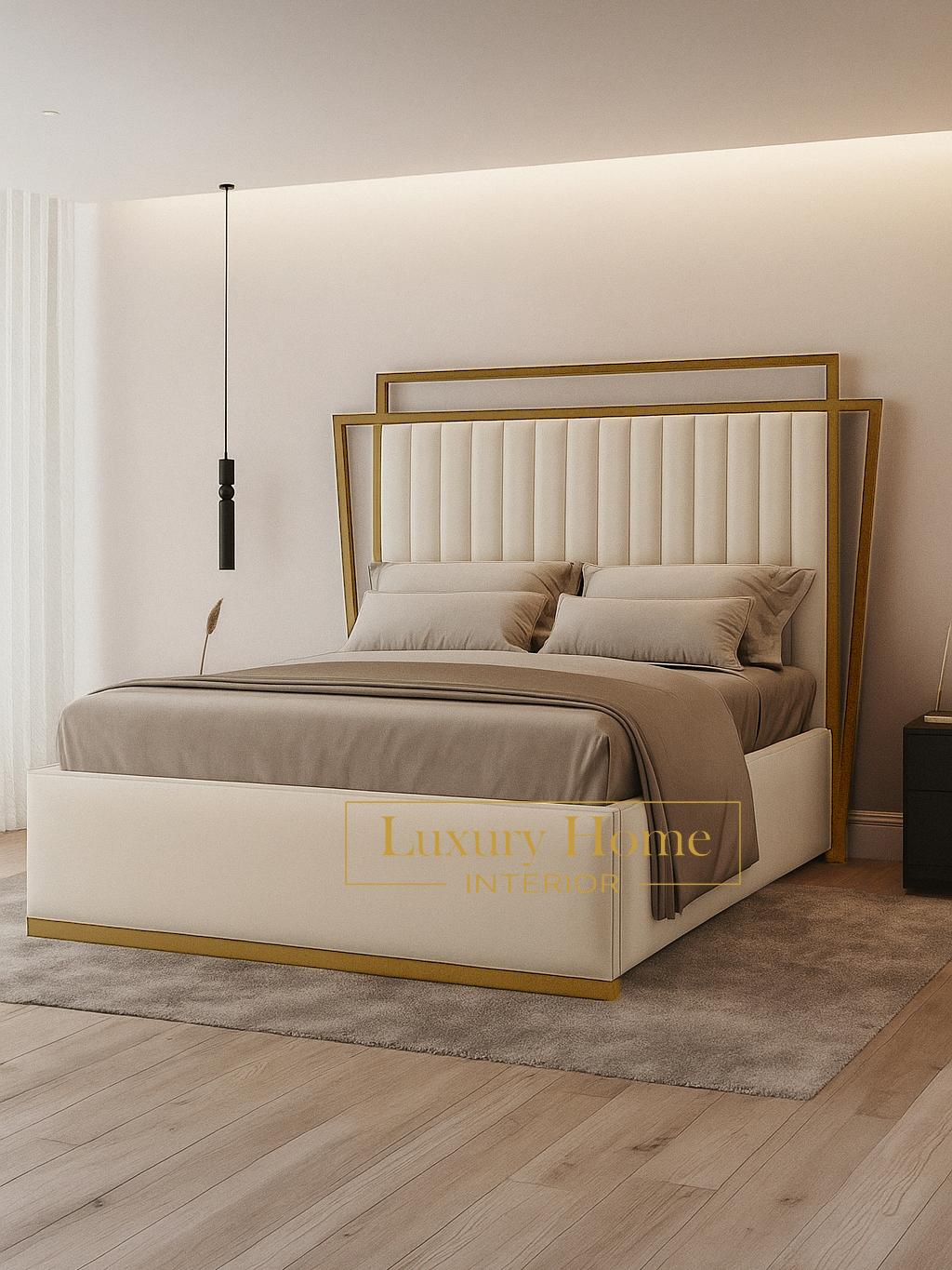 The Bespoke Royal Kensington Luxe Bed IV with Black Metal Surround- Black & Cream Fully Customisable with Storage Options- Washington Black Border Range