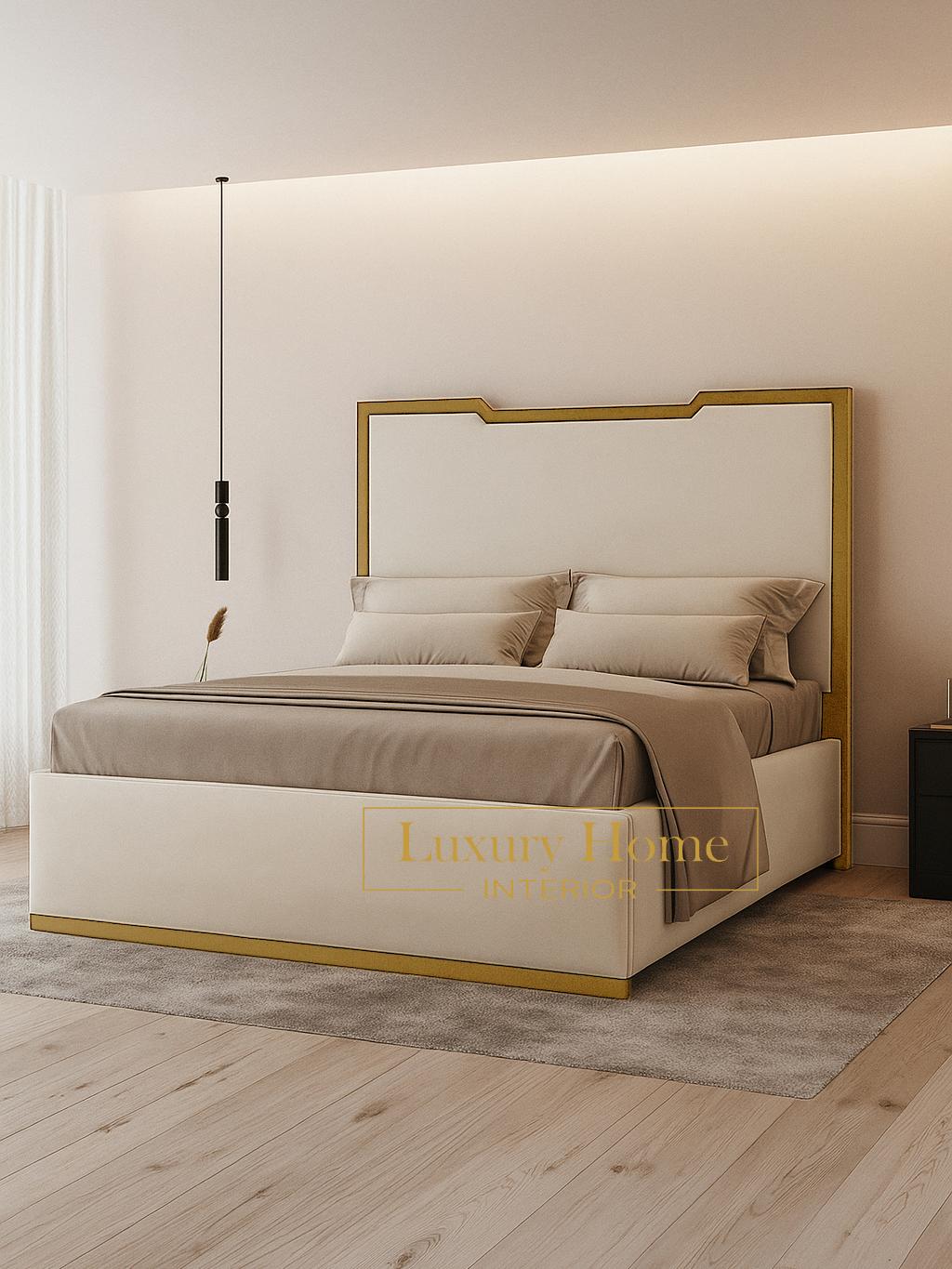 The Bespoke Royal Kensington Luxe Bed II with Black Metal Surround- Black & Cream Fully Customisable with Storage Options- Washington Black Border Range