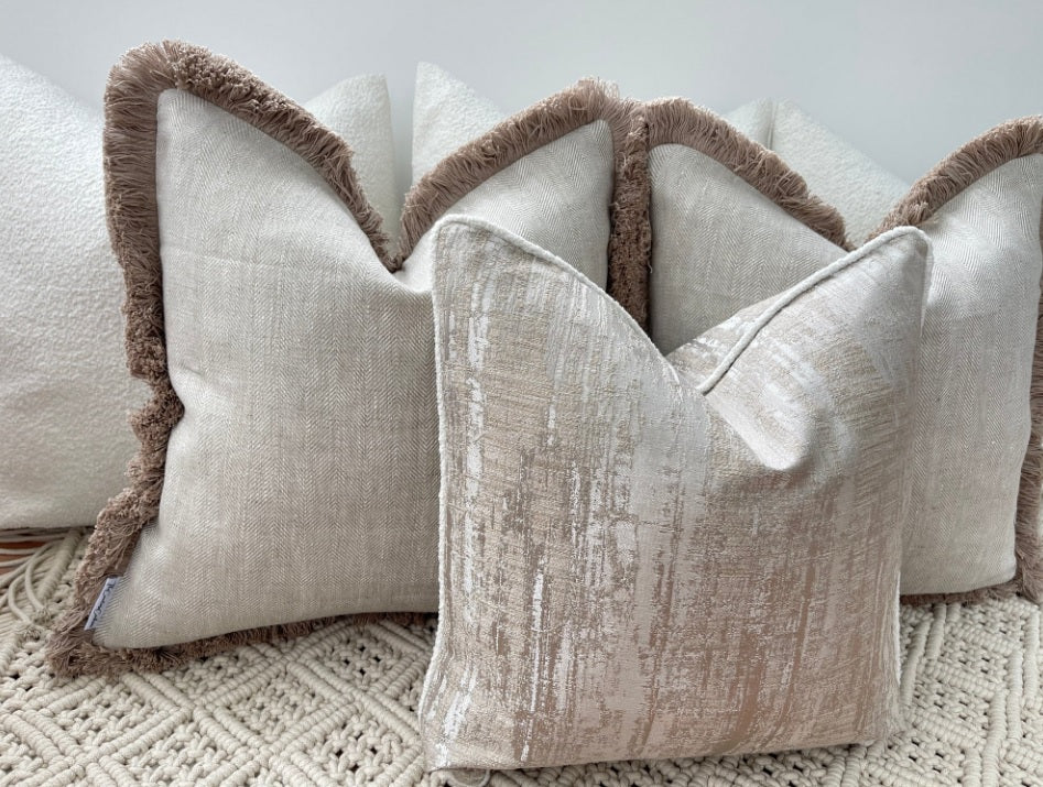 The Luxury Bohemian Boucle Taupe Cushion Set