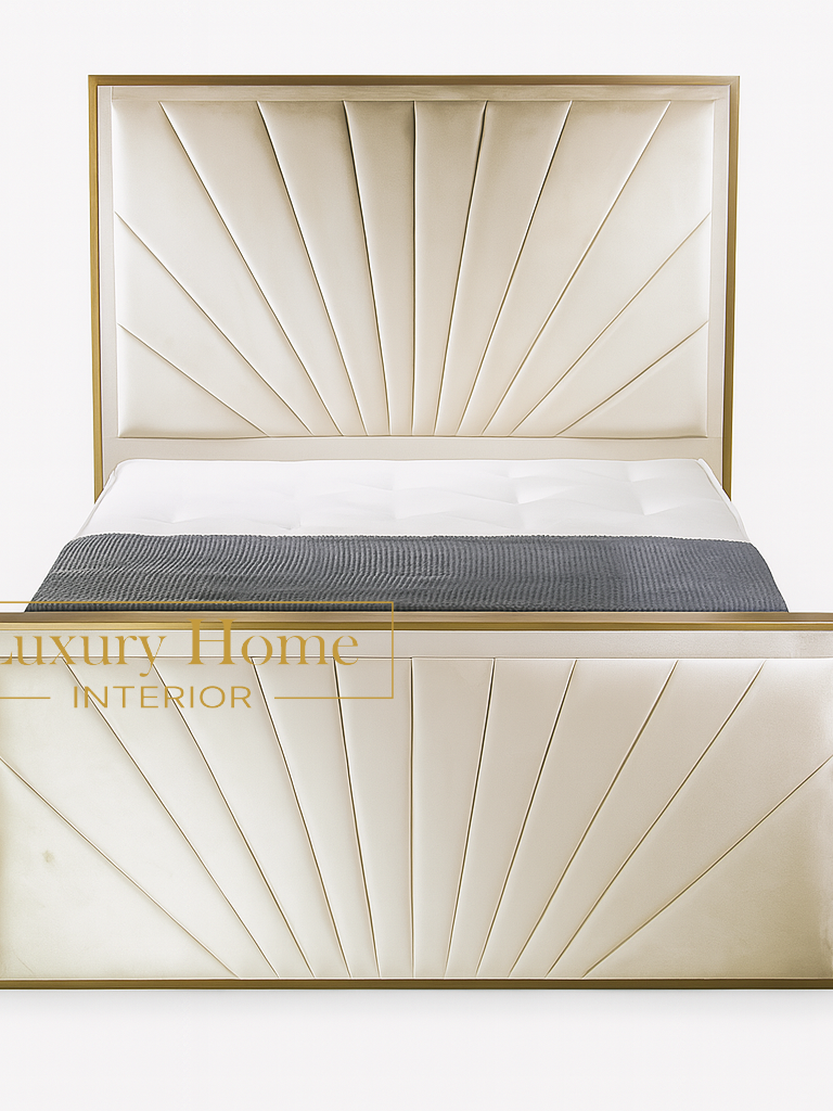 The Bespoke Grace Bed Gold Metal Surround- Fully Customisable with Storage Options- Luxe Metal Range