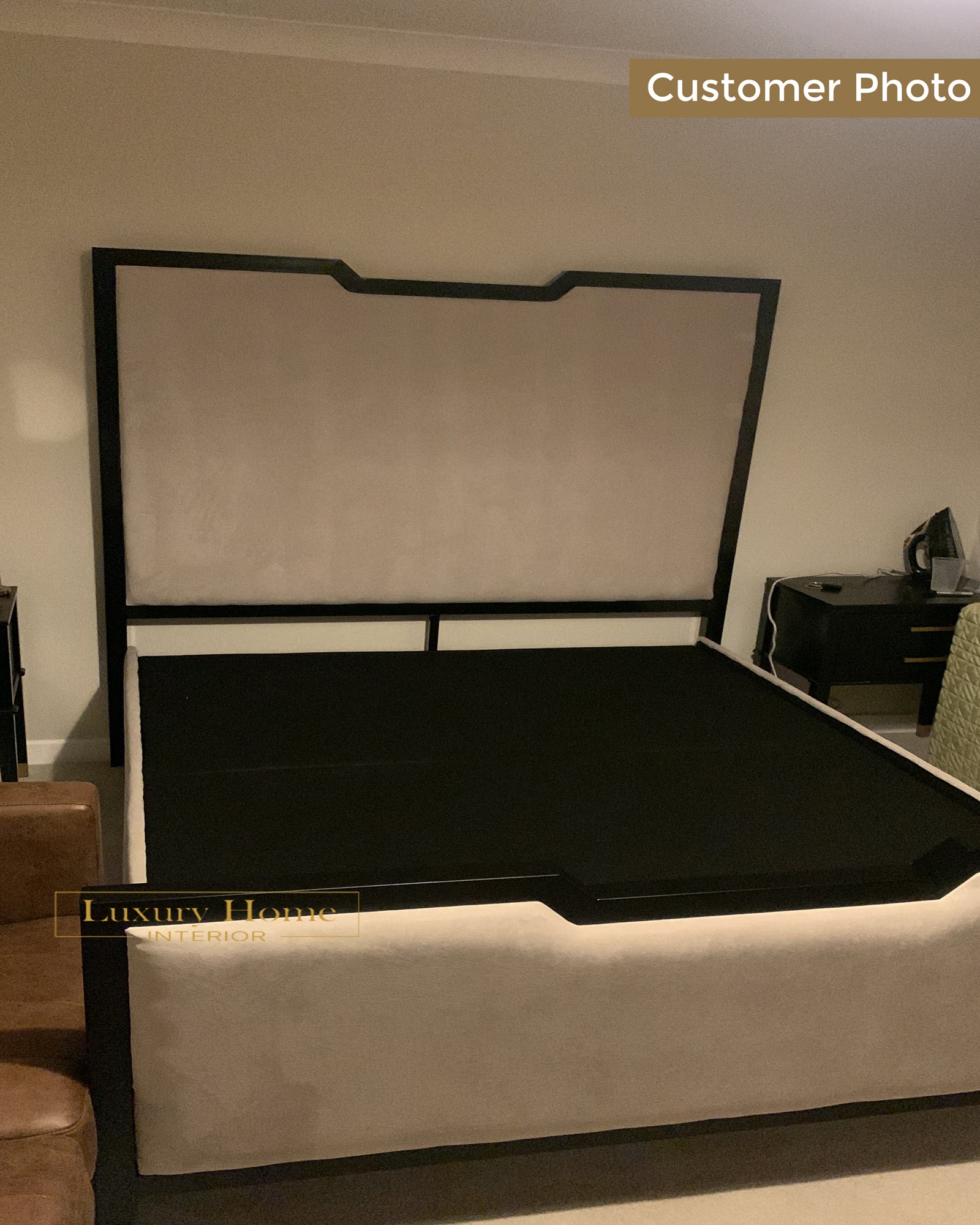 The Bespoke Royal Monochrome II Bed- With Black Metal Surround- Black & Cream Fully Customisable with Storage Options- Washington Black Border Range