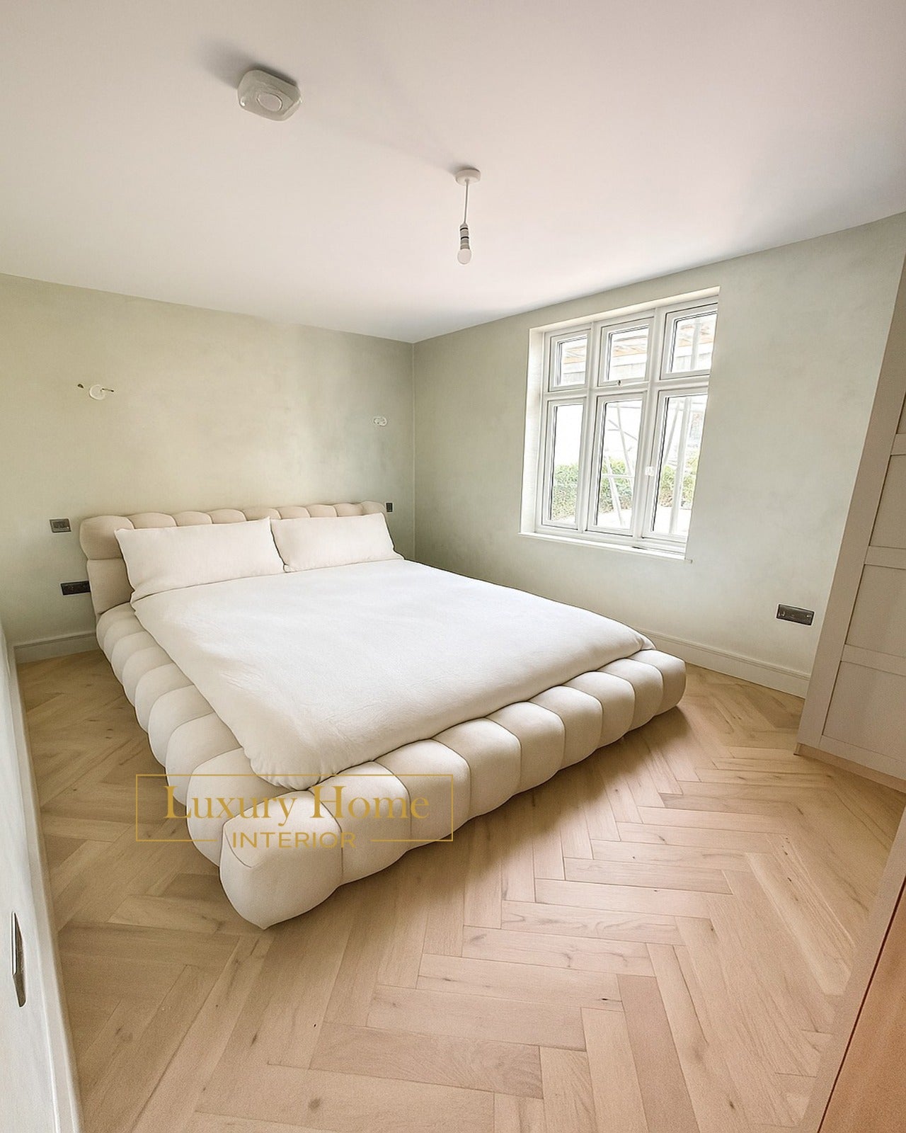 The Bespoke Marshmallow Portofino Upholstered Low Profile Bed Frame- Fully Customisable with Storage Options- Minimalist Bubble Marshmallow Range