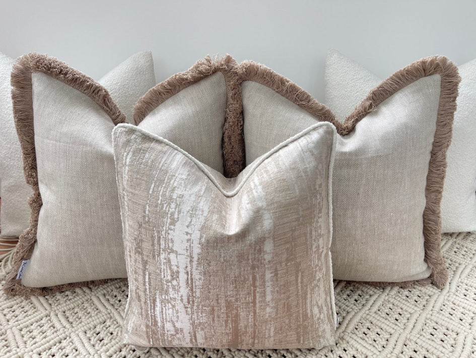The Luxury Bohemian Boucle Taupe Cushion Set