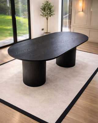 Kensington Oval Black Wood Dining Table- 180 CM