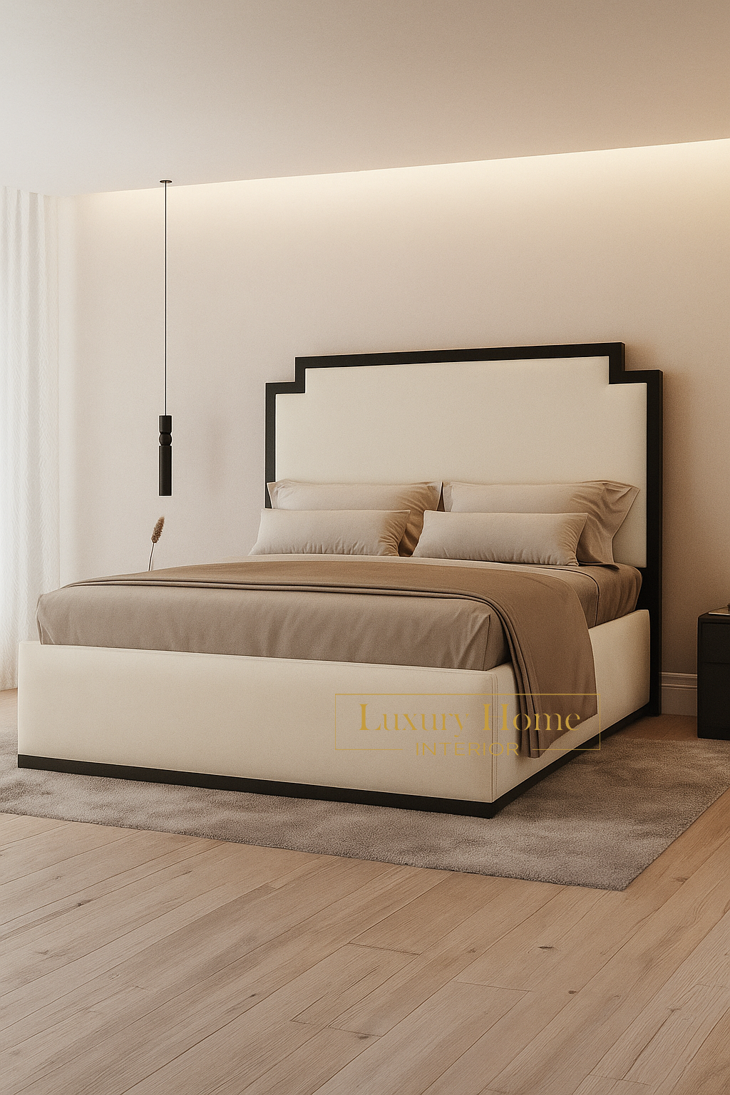 The Bespoke Royal Kensington Luxe Bed V with Black Metal Surround- Black & Cream Fully Customisable with Storage Options- Washington Black Border Range