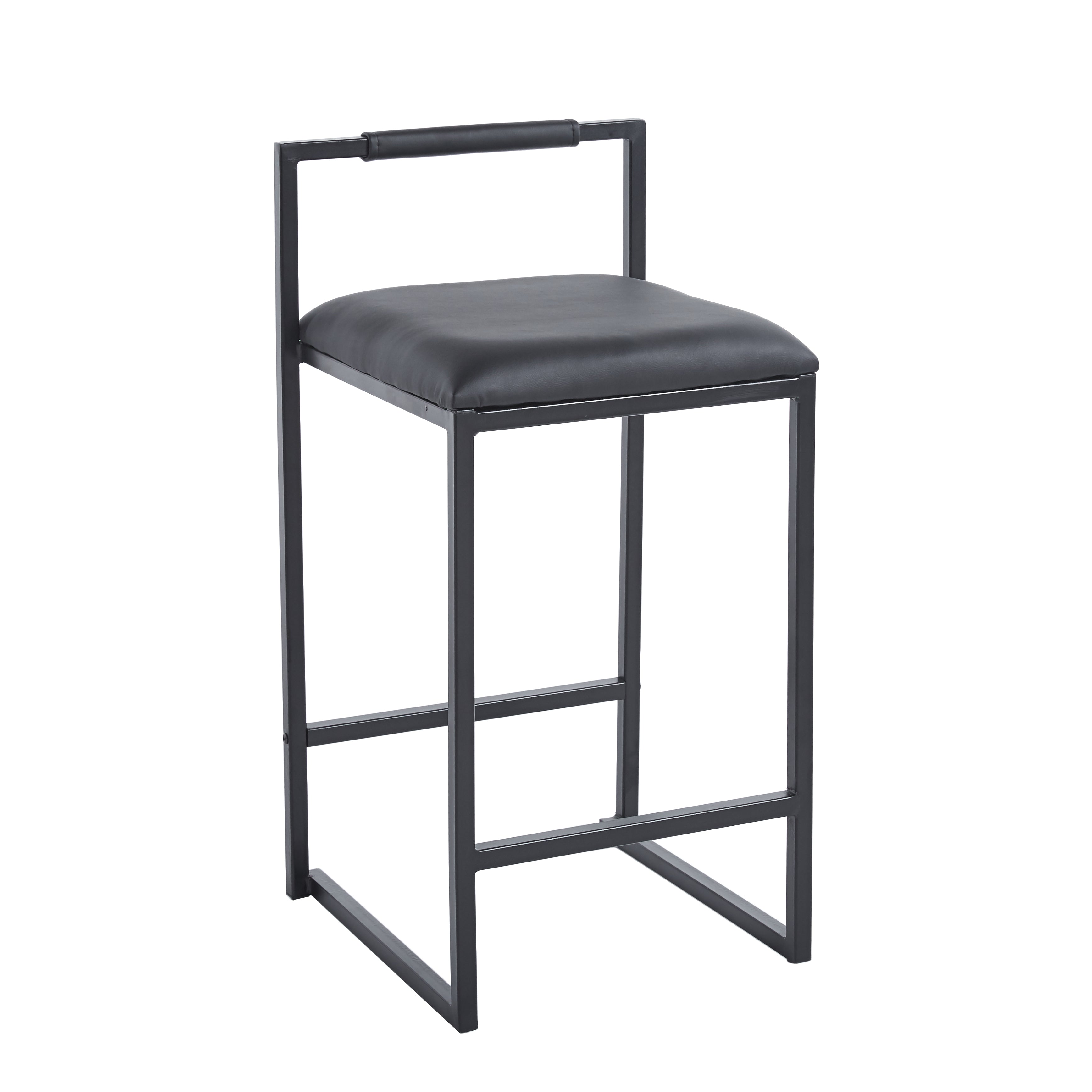 Pre Order- Kensington Black Leather with Black Legs Barstool