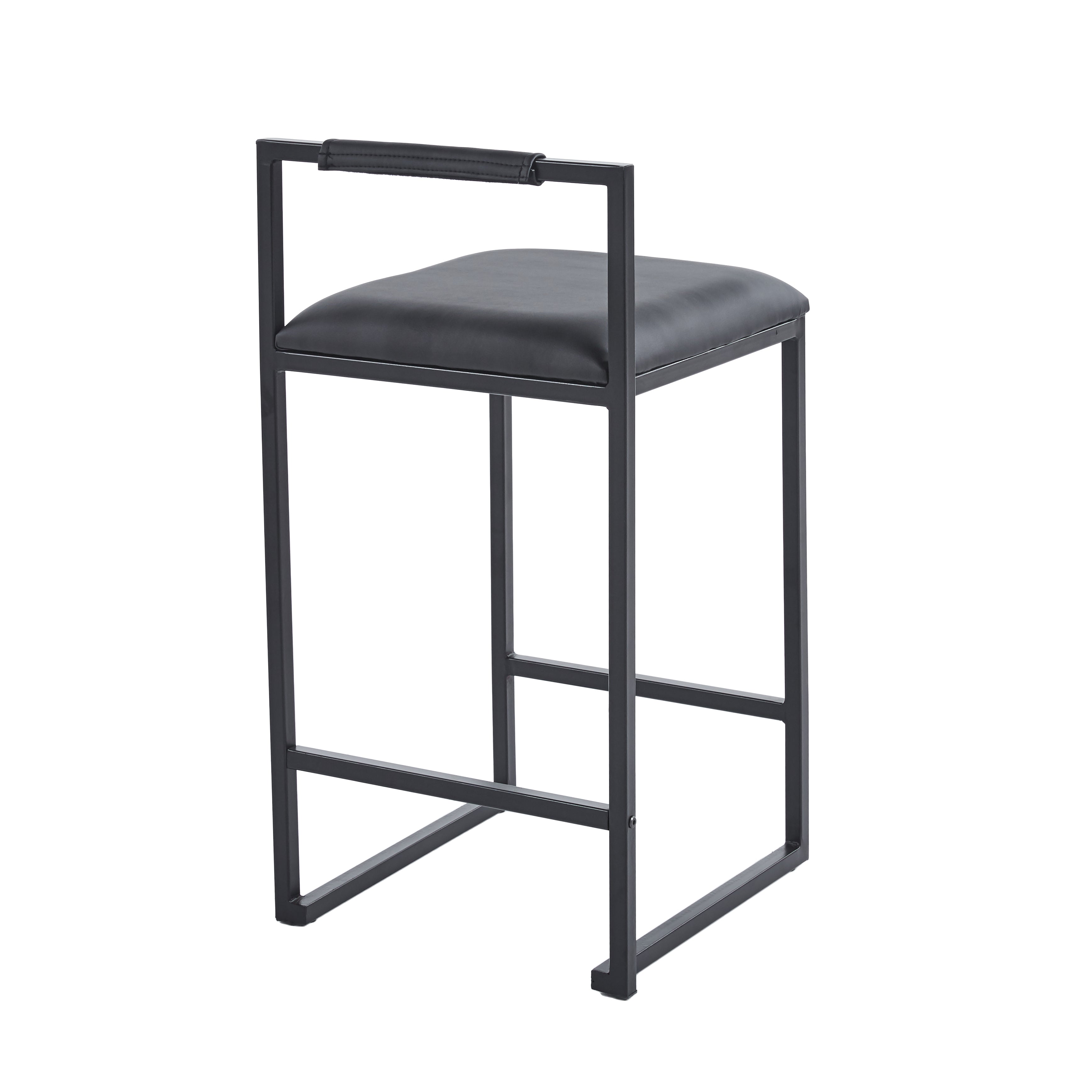 Pre Order- Kensington Black Leather with Black Legs Barstool