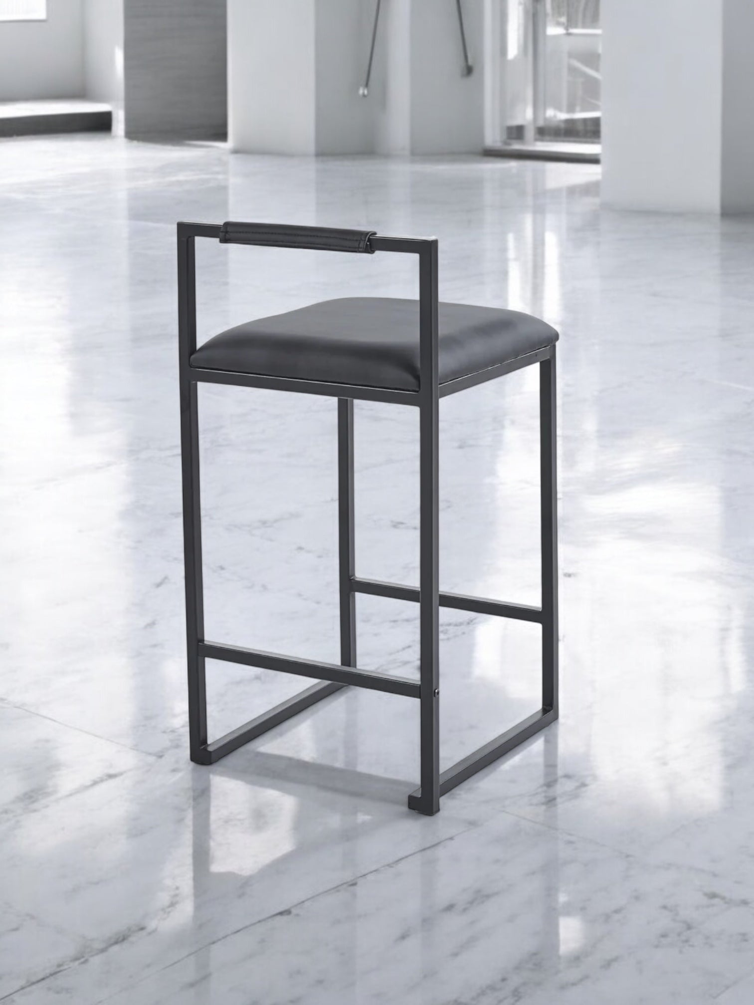 Kensington Black Leather with Black Legs Barstool