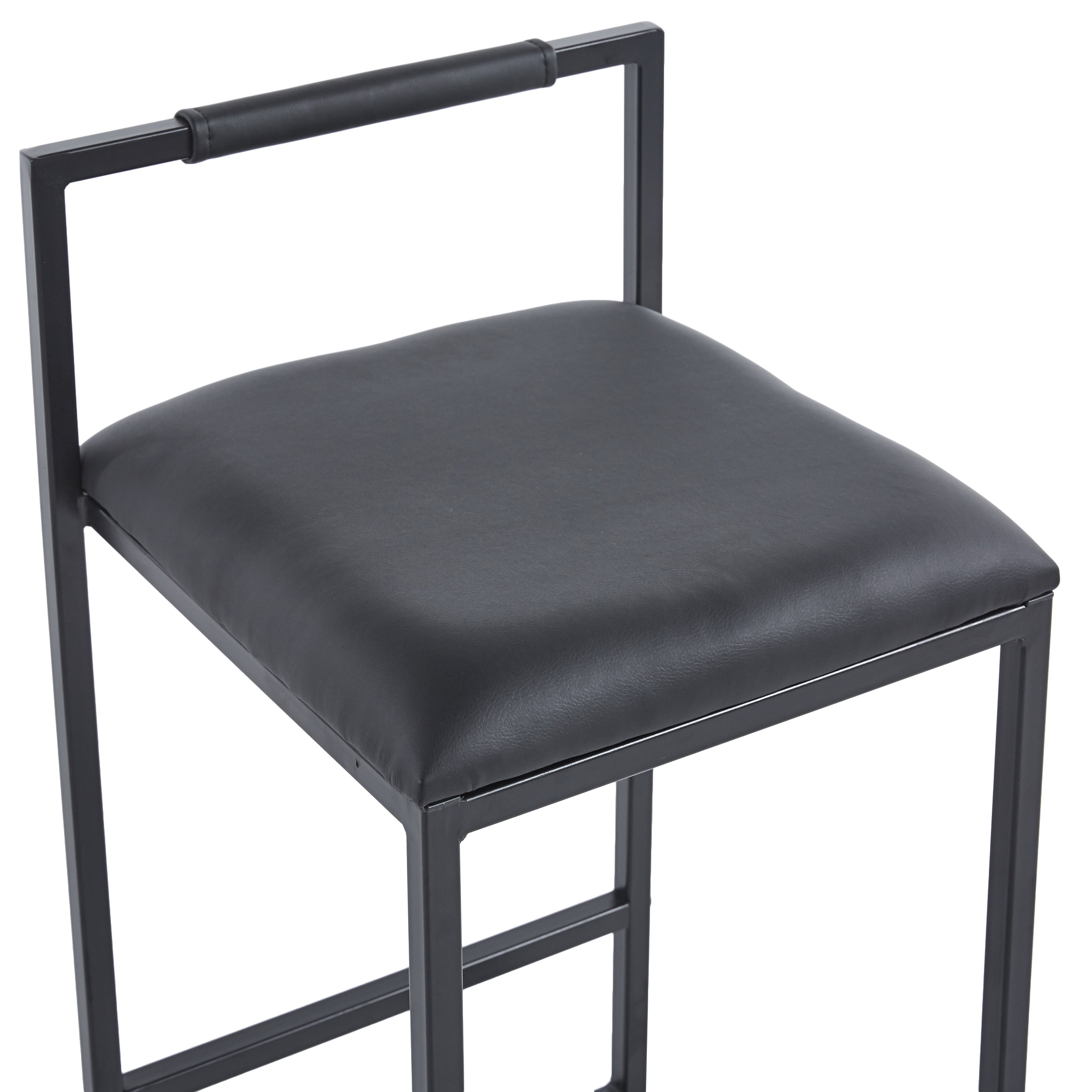 Pre Order- Kensington Black Leather with Black Legs Barstool