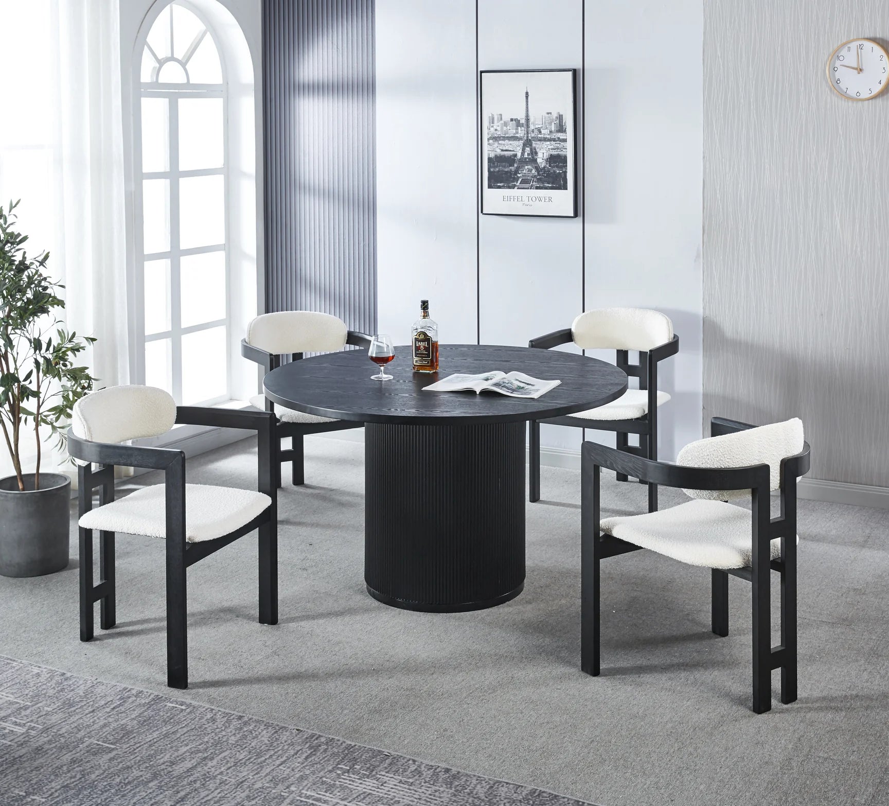 Pre Order- Kensington Round Black Wood Dining Table