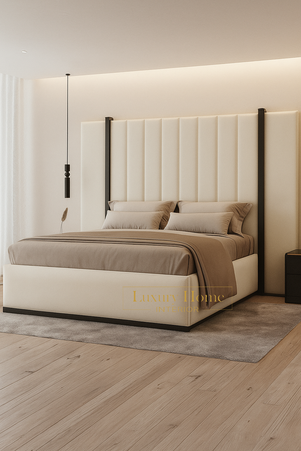 The Bespoke Royal Kensington Luxe Bed VI with Black Metal Surround- Black & Cream Fully Customisable with Storage Options- Washington Black Border Range