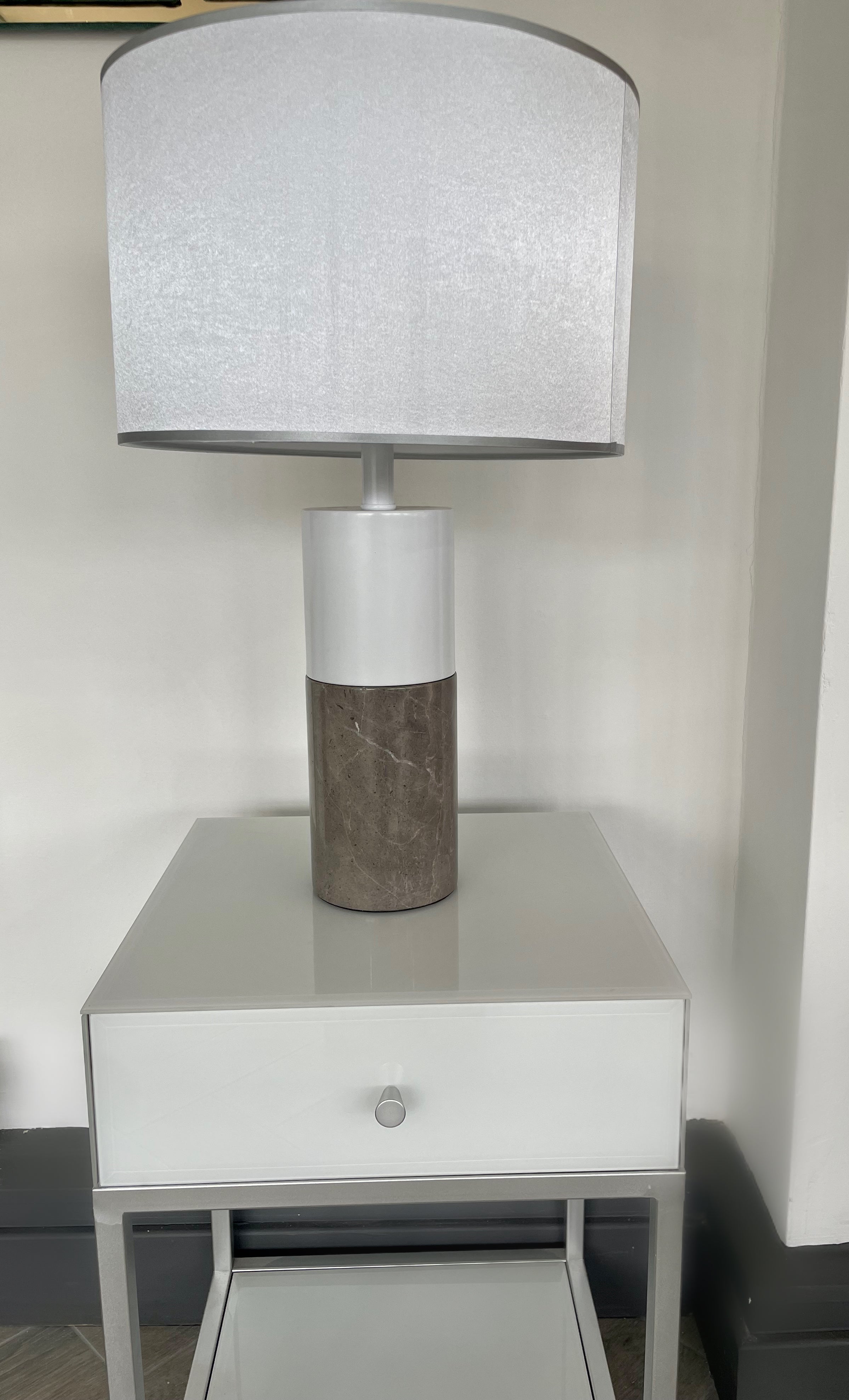 Monaco White & Silver Luxury Bedside Table