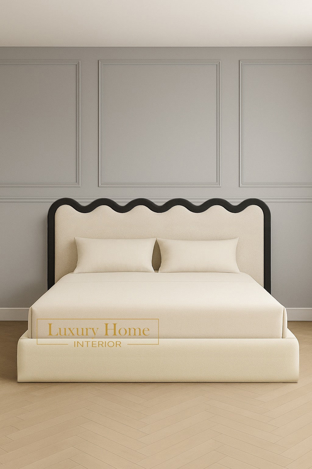 The Bespoke Monochrome III Upholstered Bed Frame- Fully Customisable with Storage Options- Cream Chloe Boucle Range