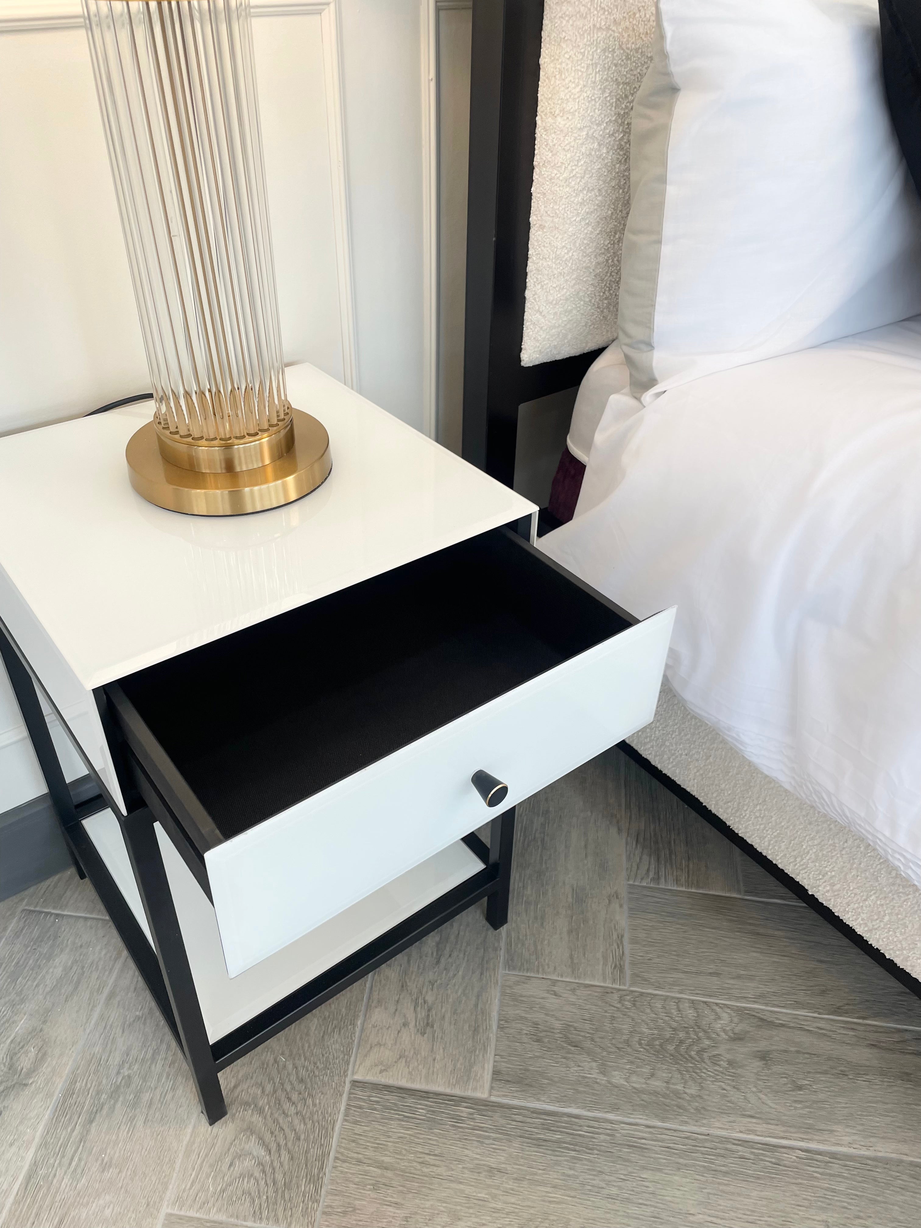 Monochrome White & Black Bedside Table