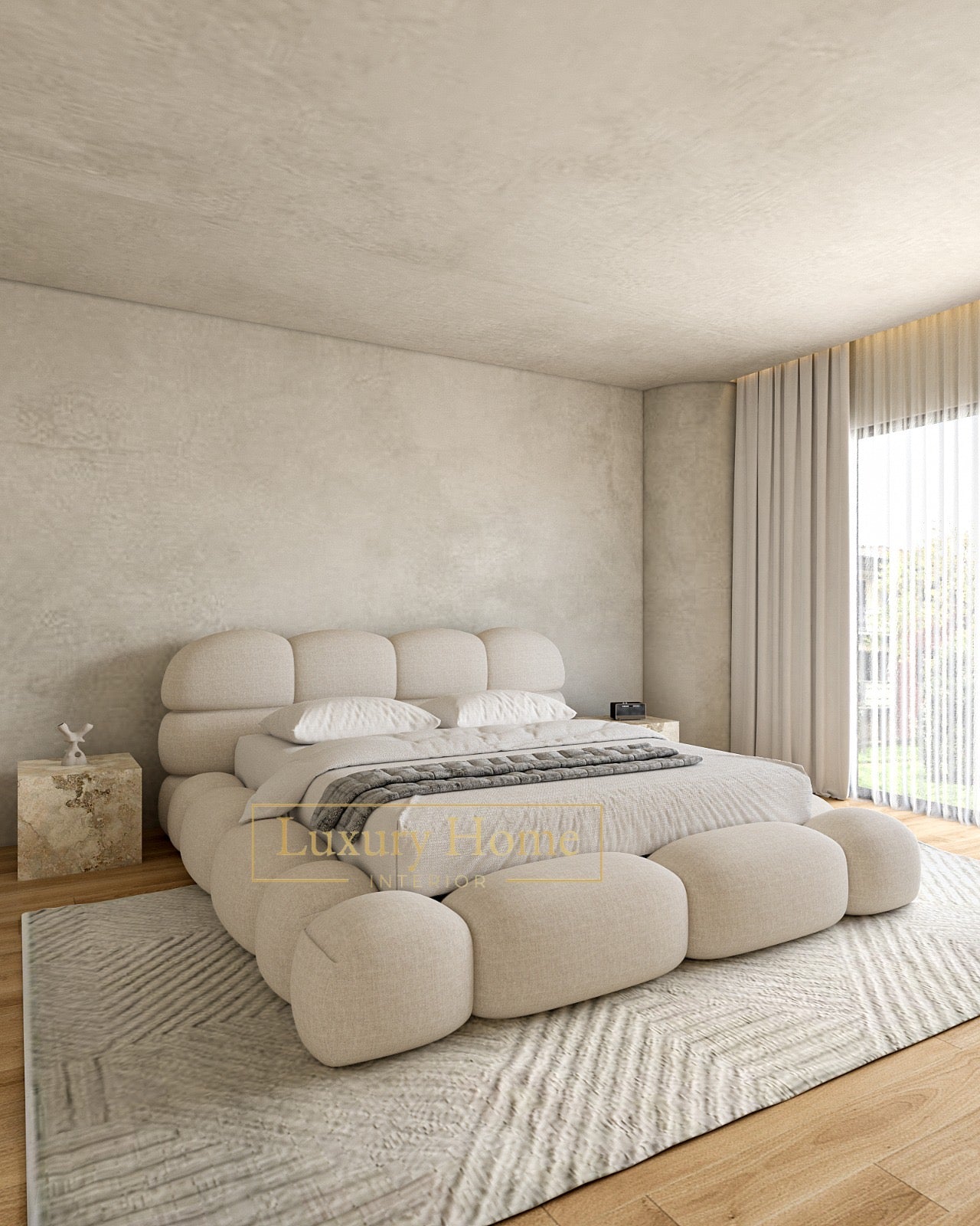 The Bespoke Capri Low Profile Bed Frame- Fully Customisable with Storage Options- Minimalist Bubble Marshmallow Range