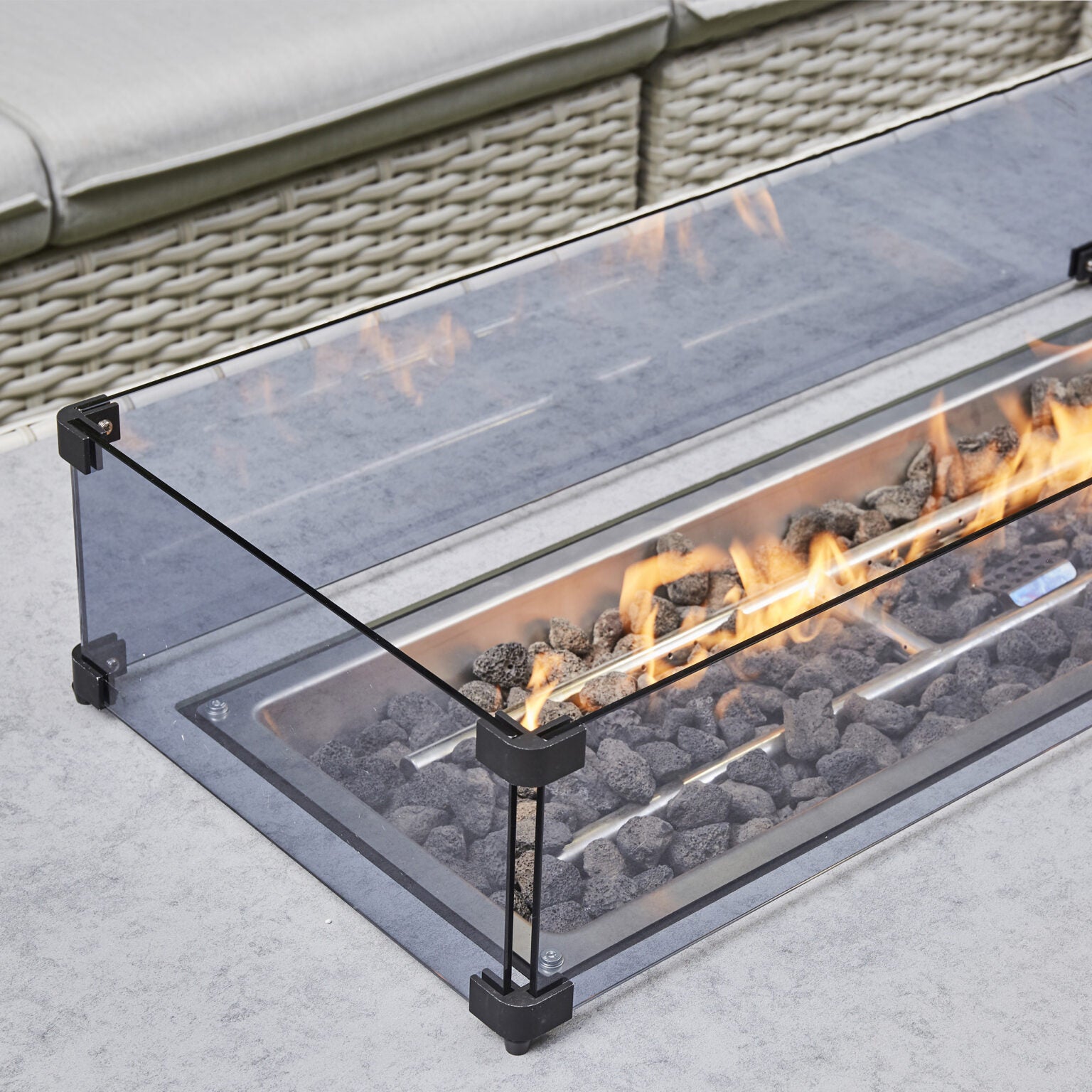Grey Rising Firepit Dining Set – Versatile Outdoor Sofa with Adjustable Table