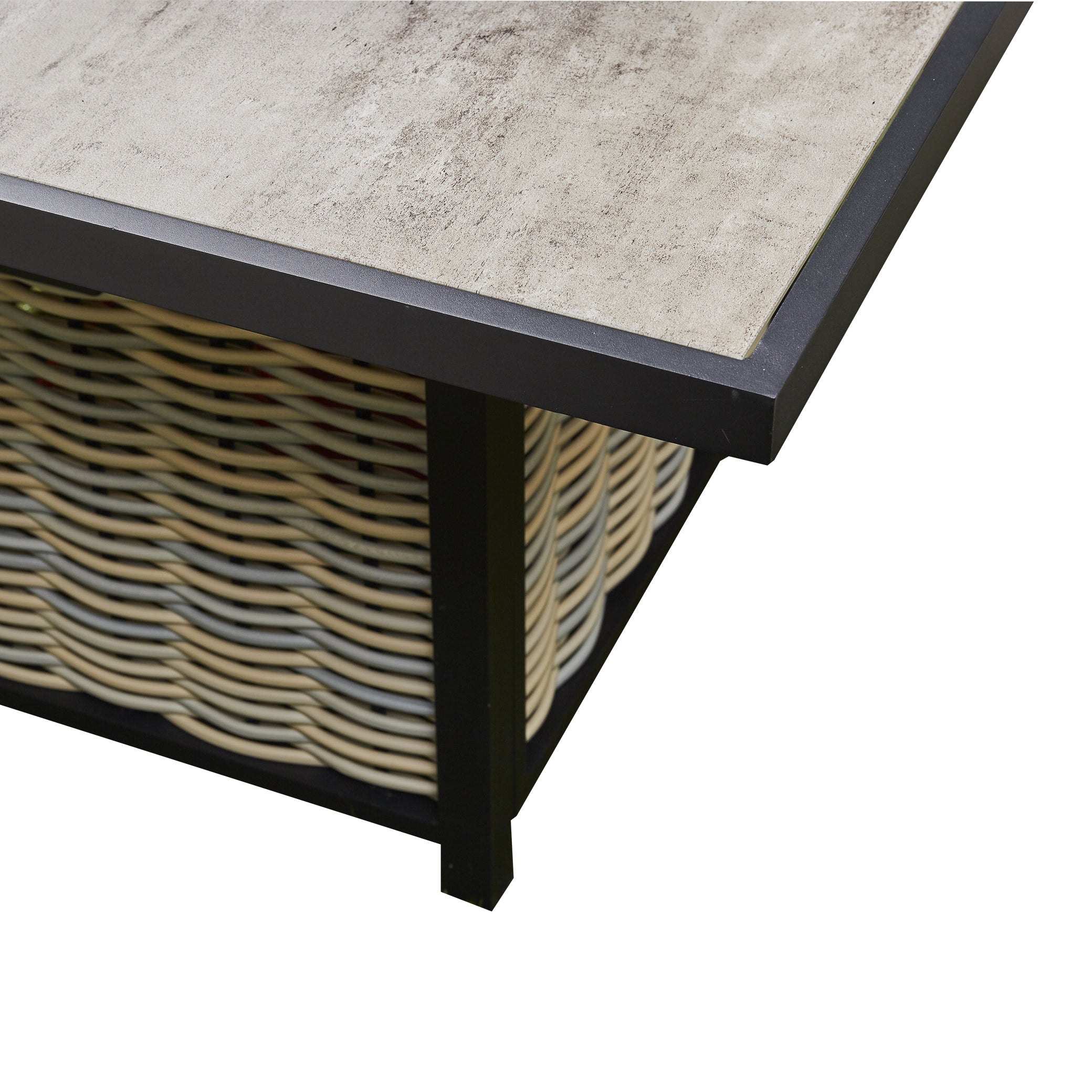 Beige Aluminium Firepit Dining Set – Elegant Outdoor Dinning Set