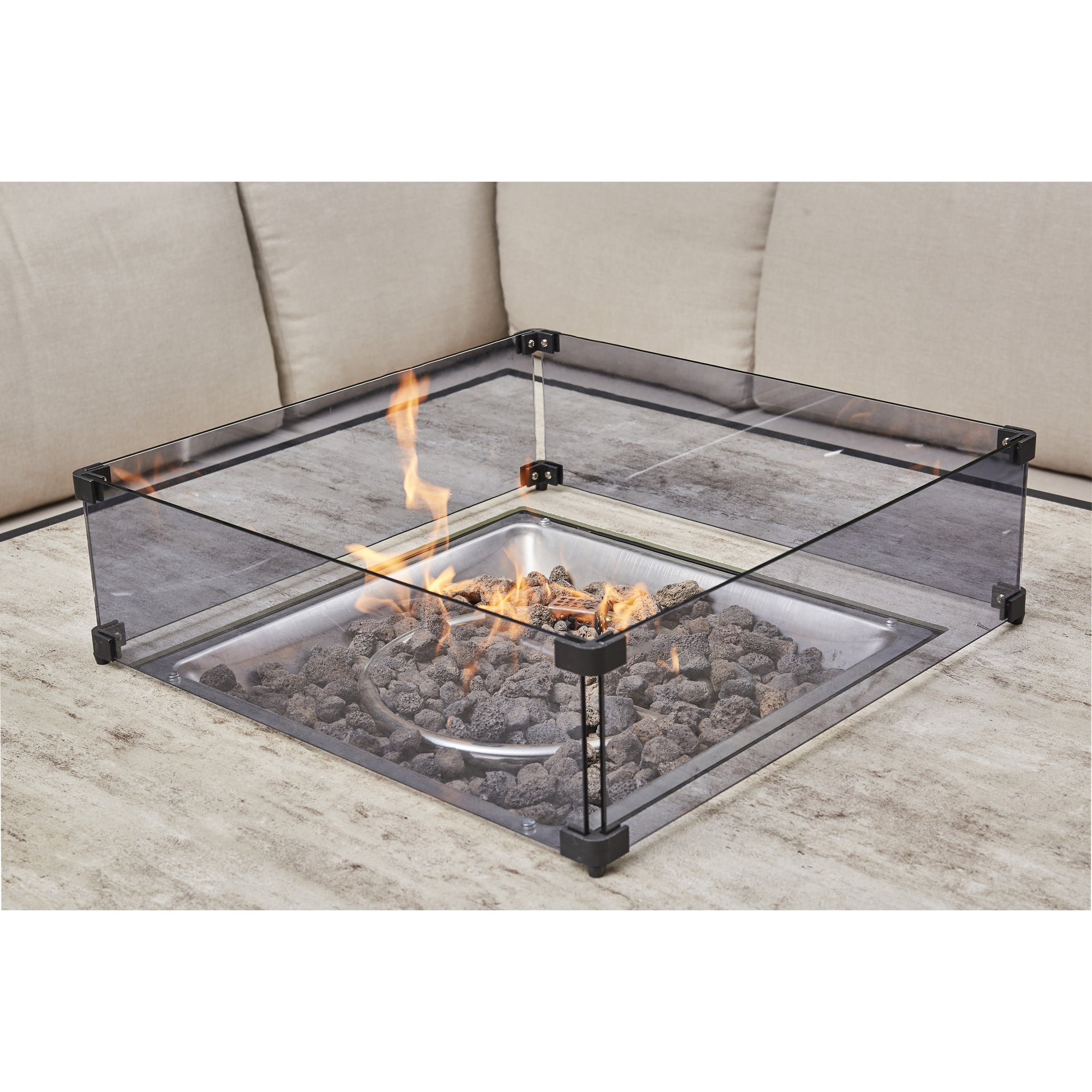 Beige Aluminium Firepit Dining Set – Elegant Outdoor Dinning Set