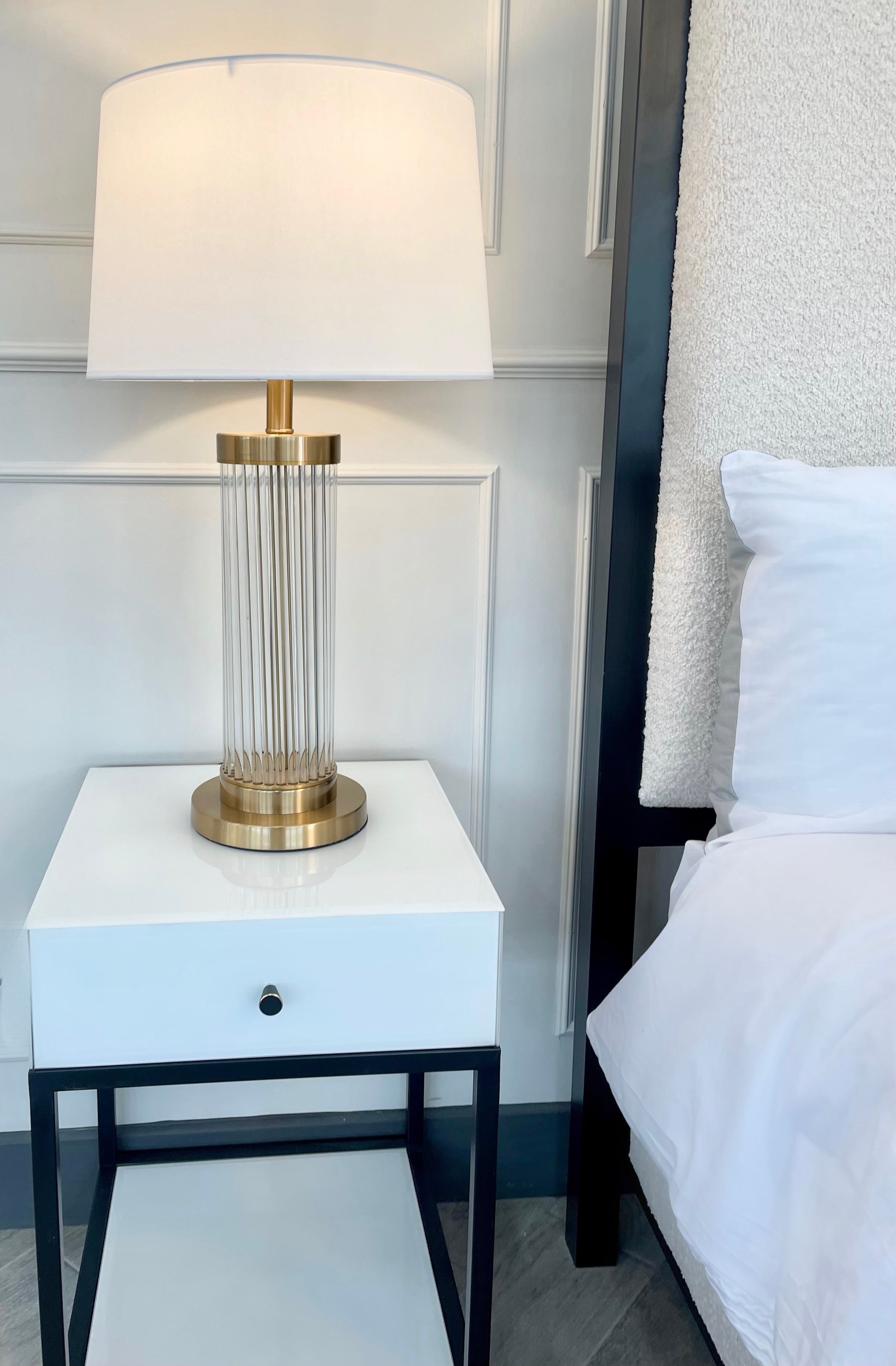 Monochrome White & Black Bedside Table