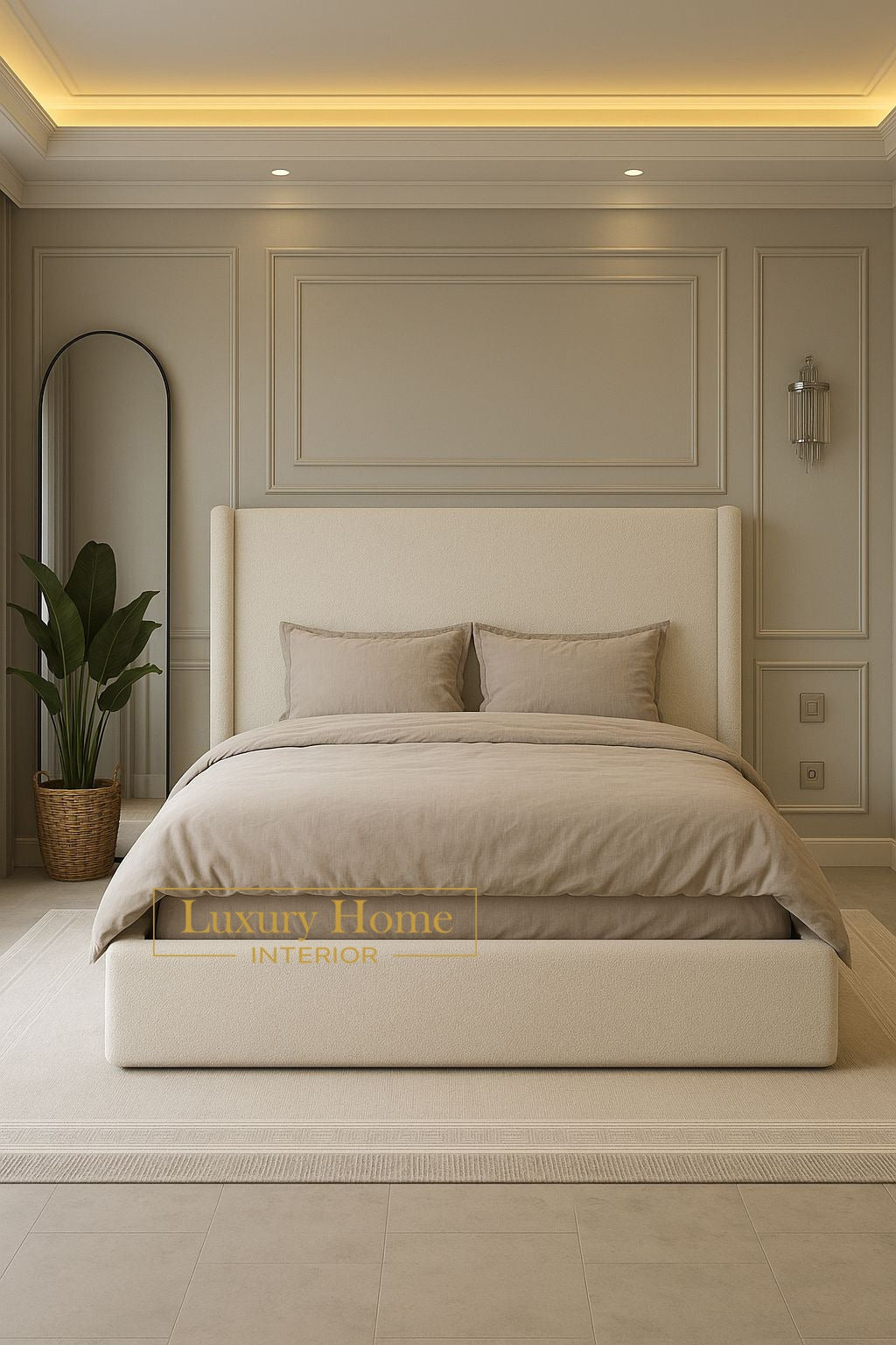 The Bespoke Lenore Upholstered Bed Frame- Fully Customisable with Storage Options- Boucle Range