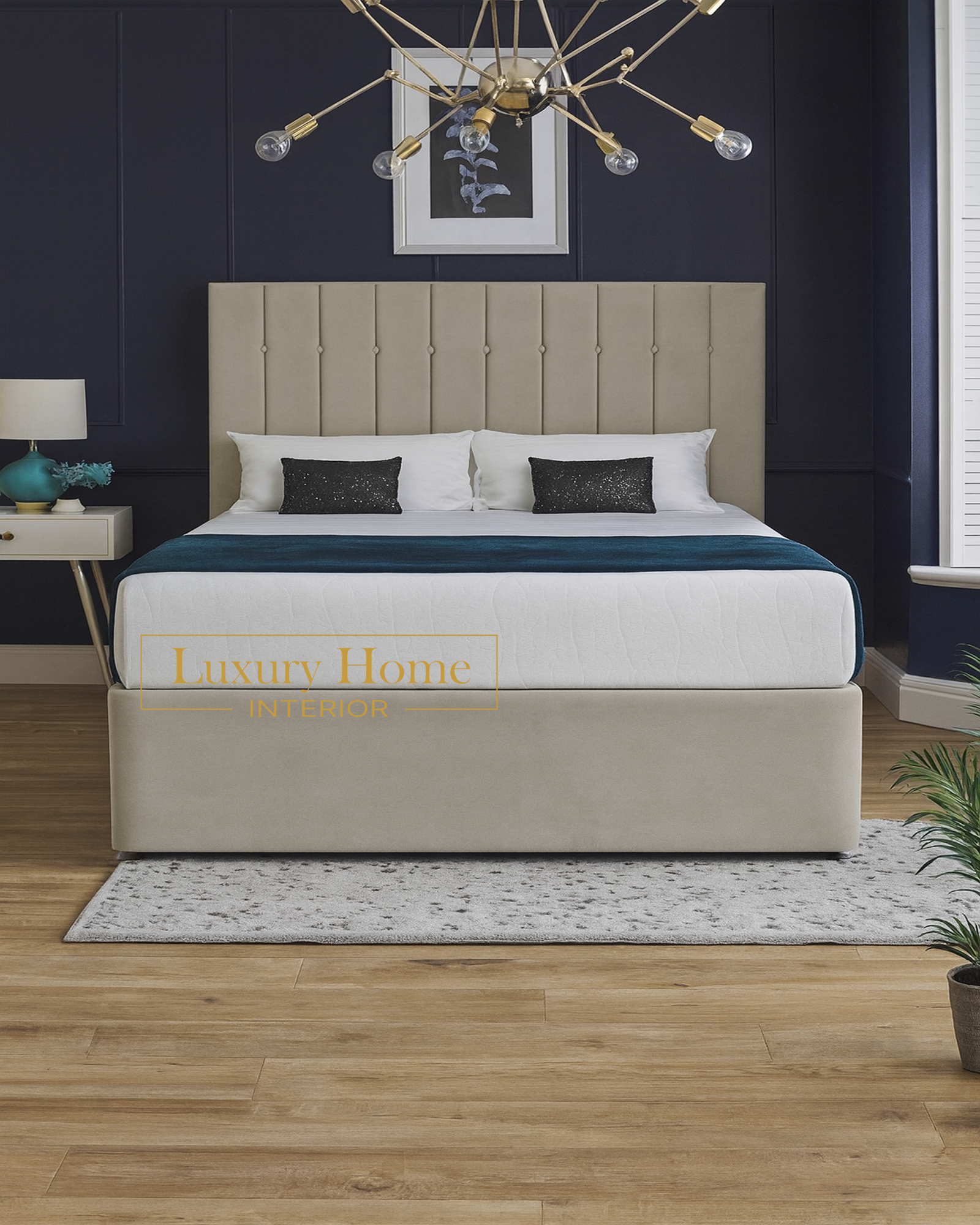 The Bespoke Luna Upholstered Soft Velvet Bed Frame-Fully Customisable with Storage Options-Panel Range