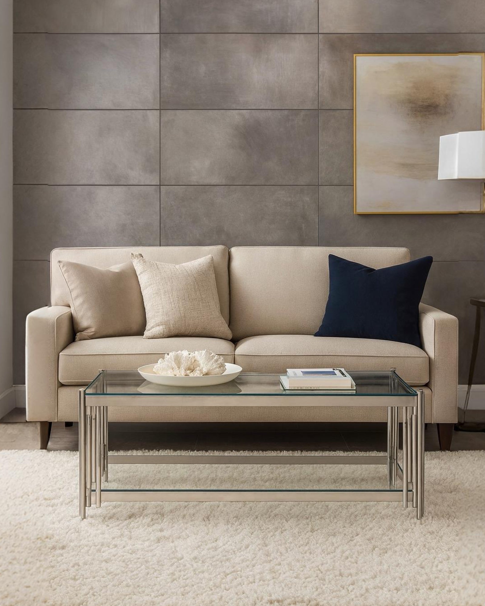 Cohen Modern Stainless Steel & Tempered Glass Coffee Table Rectangular with Magazine Shelf 120cm– Colton Luxury Style