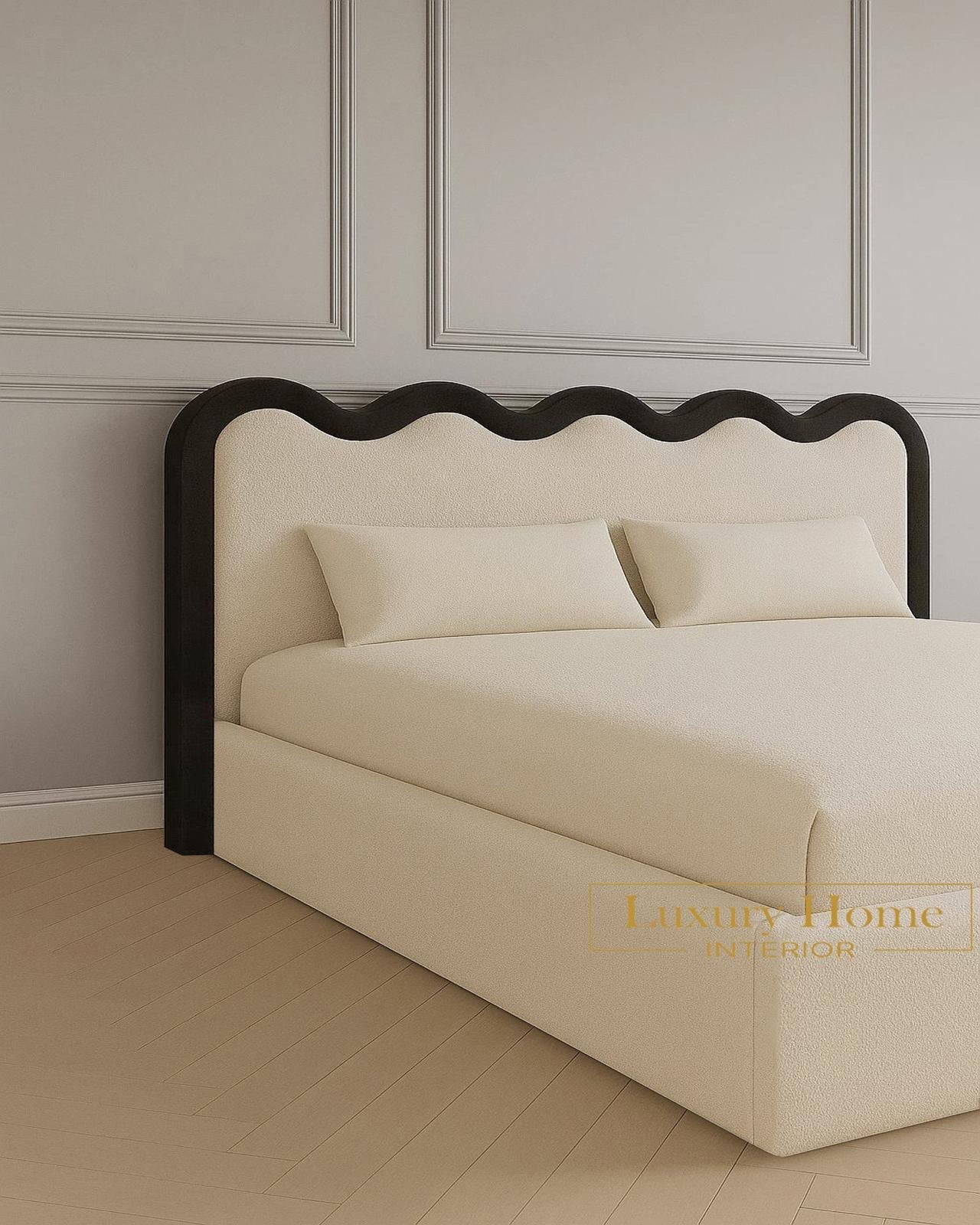 The Bespoke Monochrome III Upholstered Bed Frame- Fully Customisable with Storage Options- Cream Chloe Boucle Range