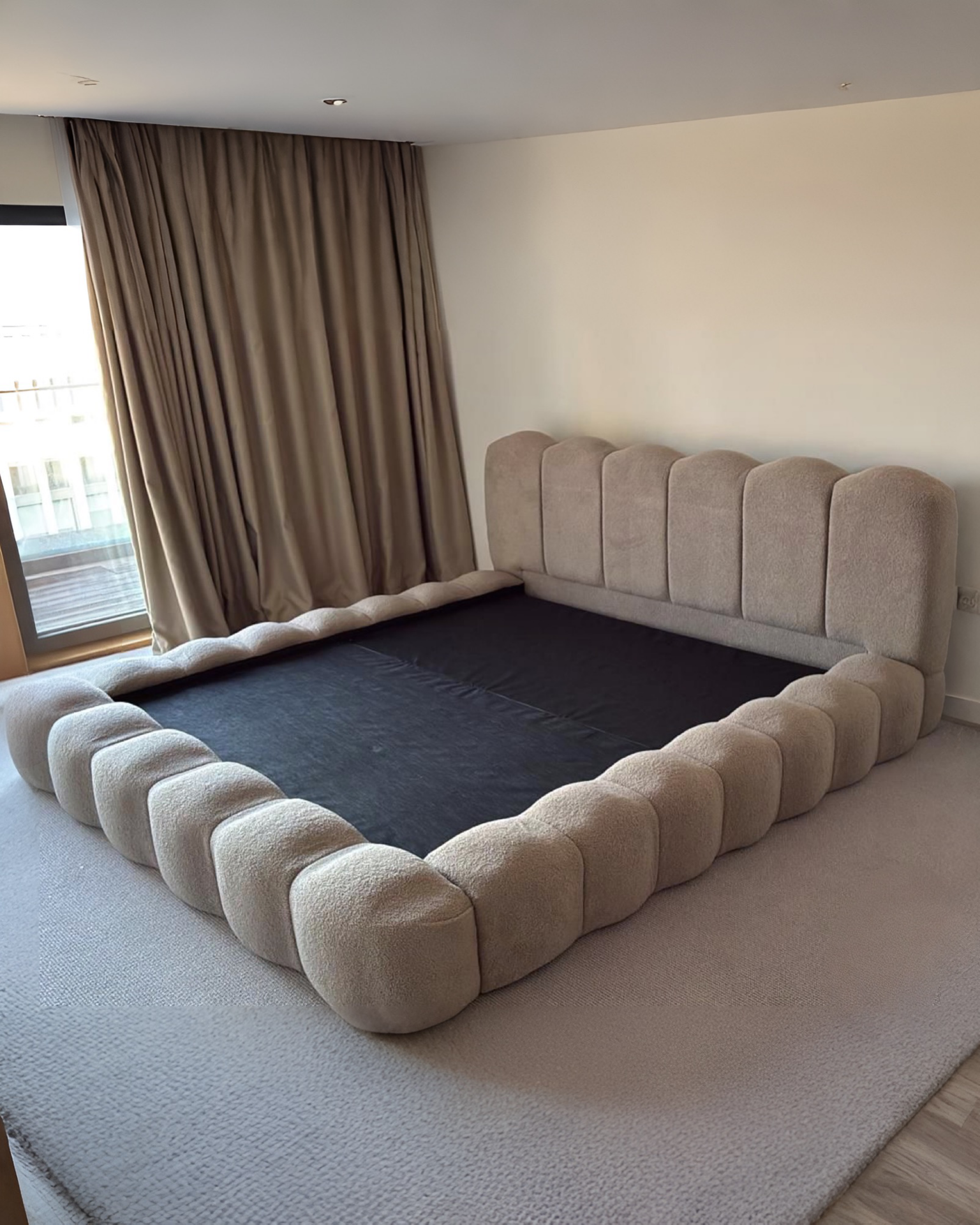 The Bespoke Amalfi Upholstered Low Profile Bed Frame- Fully Customisable with Storage Options- Minimalist Bubble Marshmallow Range