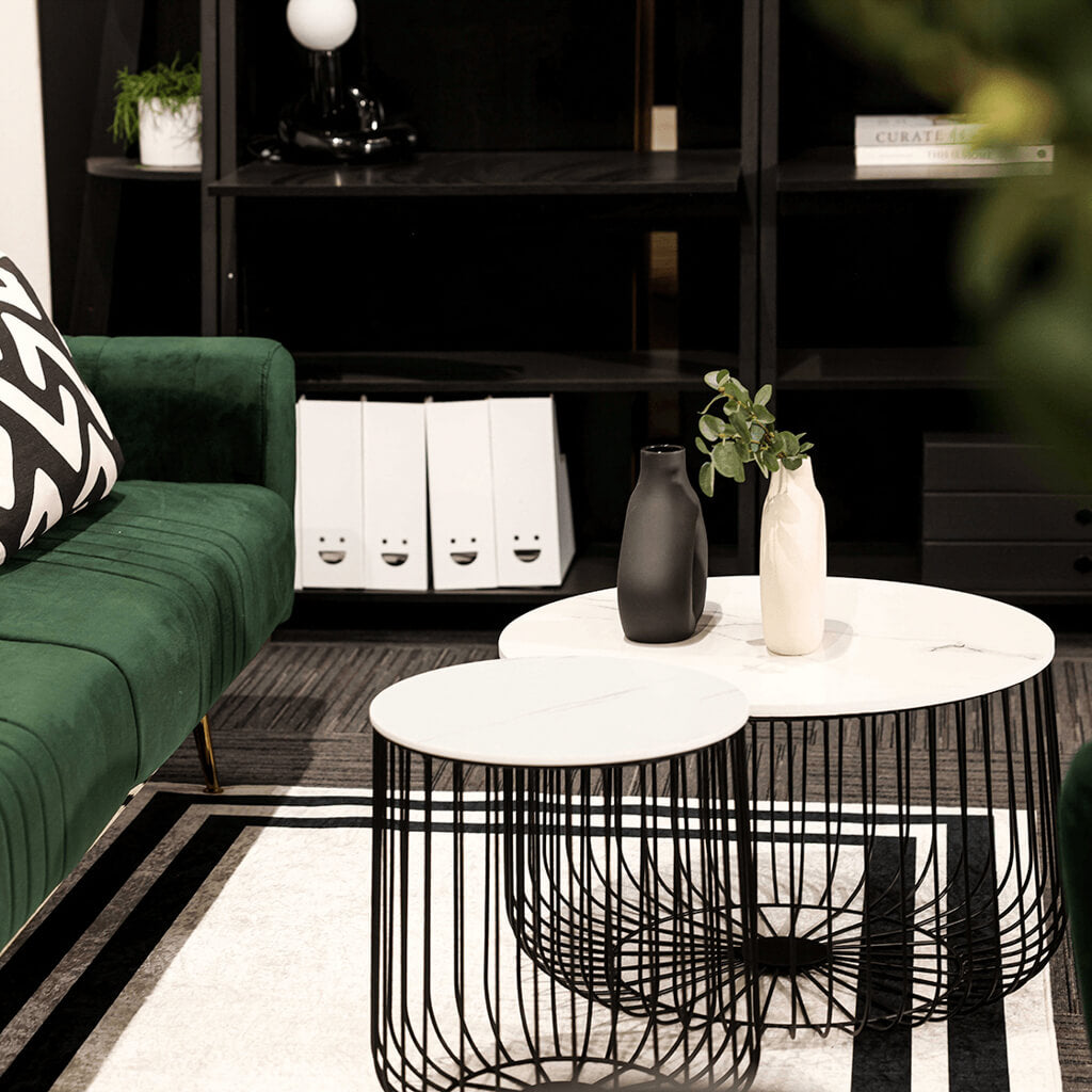 Wisp Marble & Black Coffee Table
