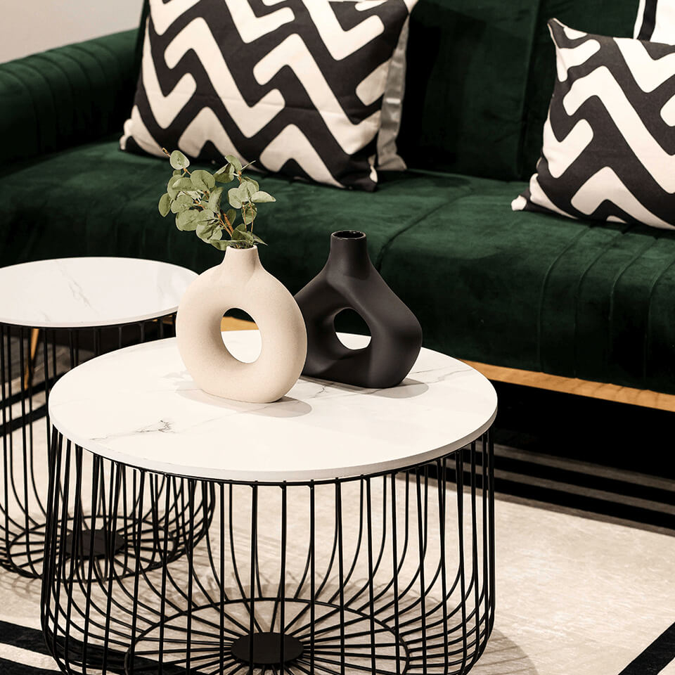 Wisp Marble & Black Coffee Table