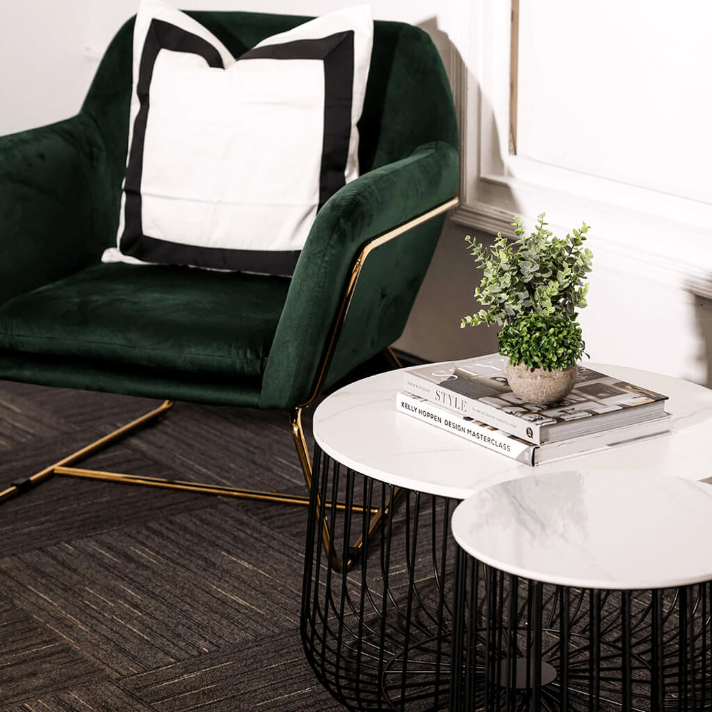 Flint Marble & Black Side Table