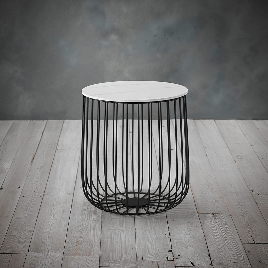 Flint Marble & Black Side Table