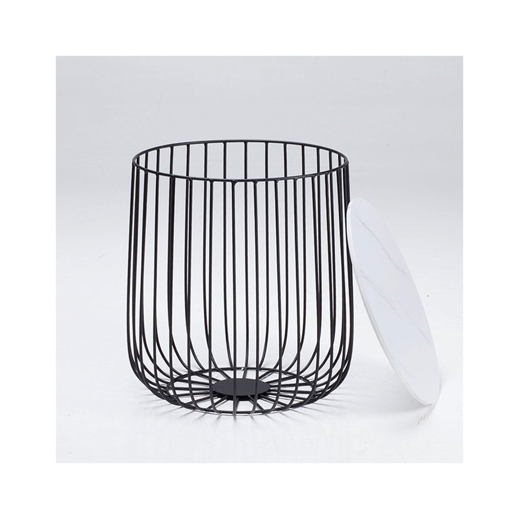 Flint Marble & Black Side Table