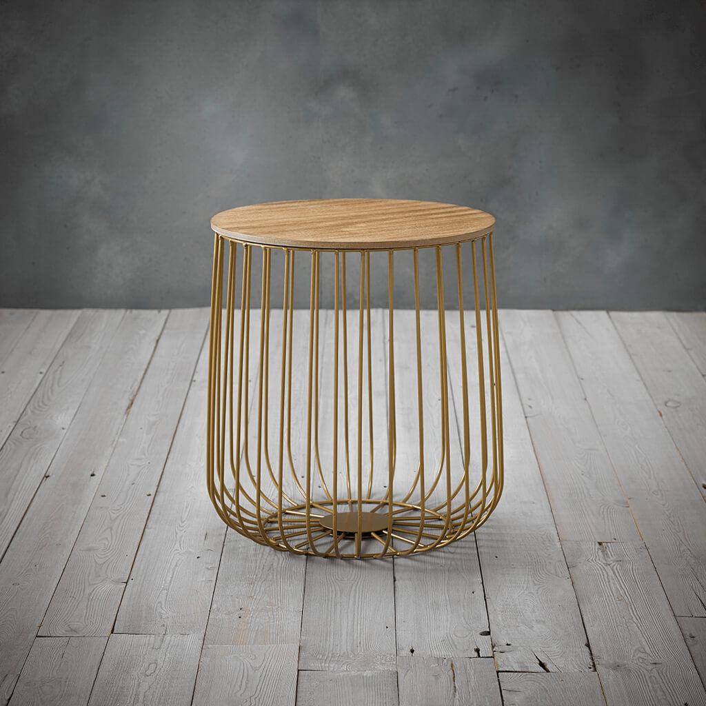 Flint Oak & Gold Side Table
