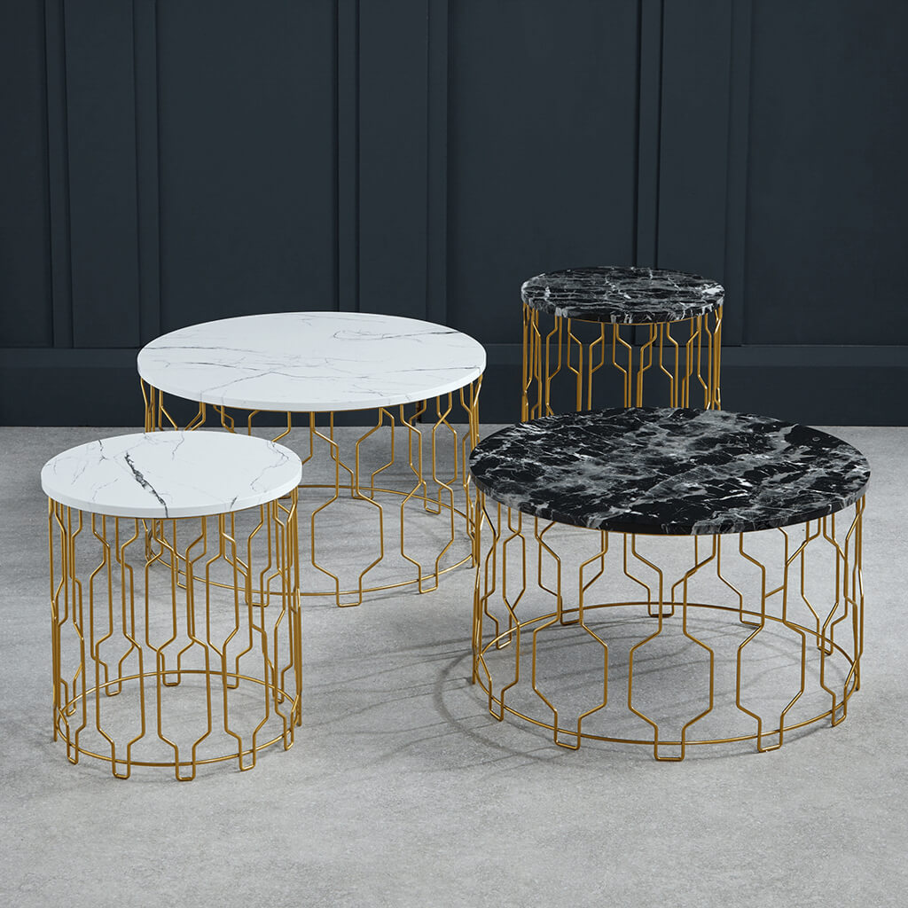 Zest End Table White Marble