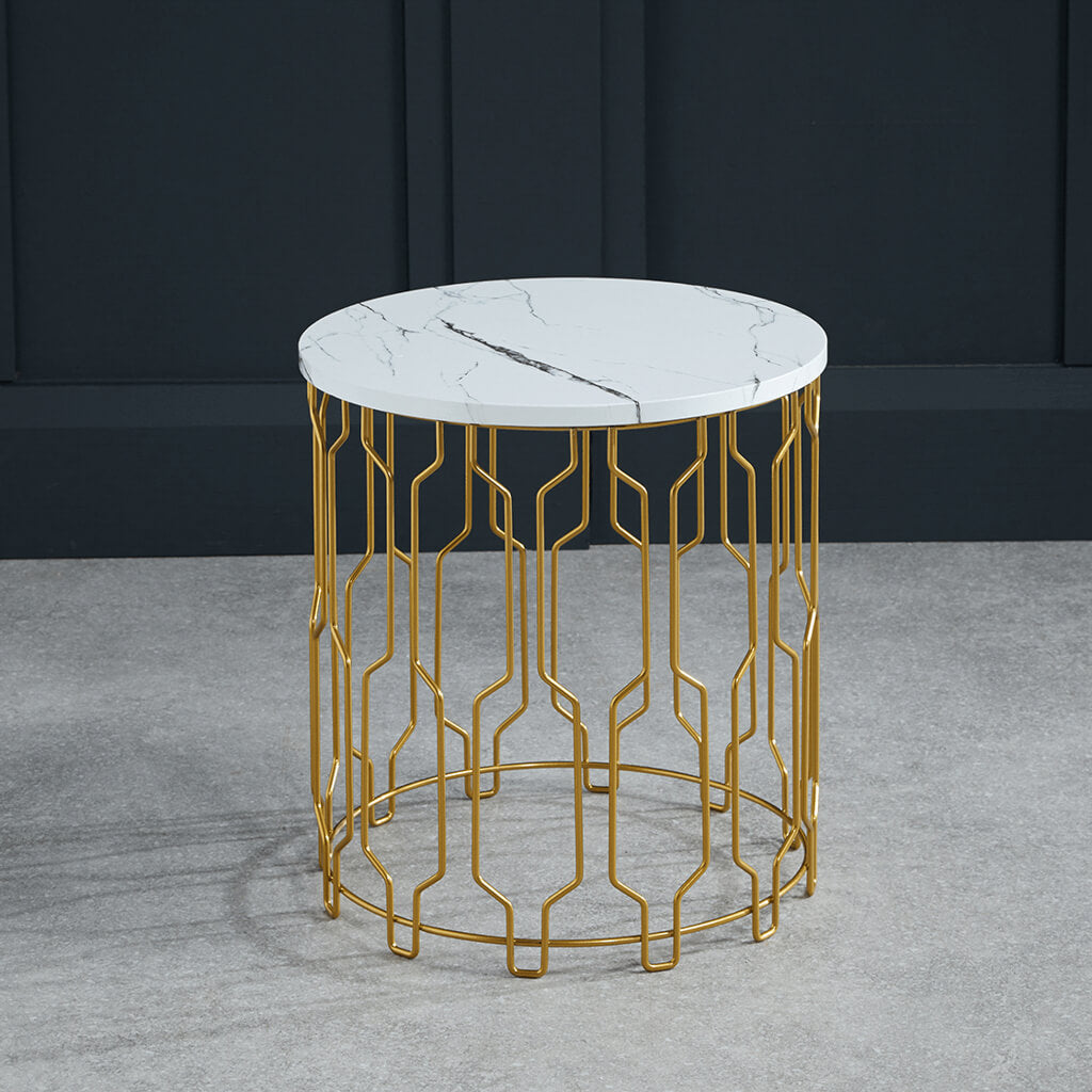 Zest End Table White Marble