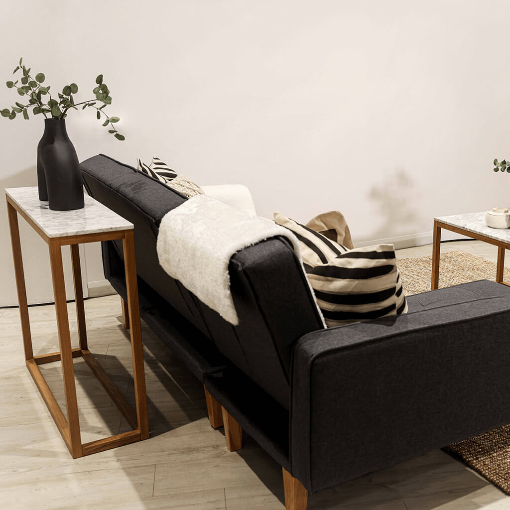 Arvon Console Table Oak-White Marble Top