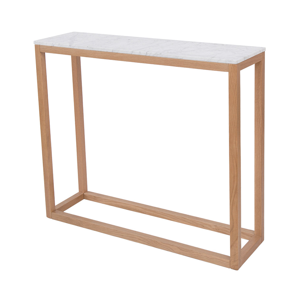 Arvon Console Table Oak-White Marble Top