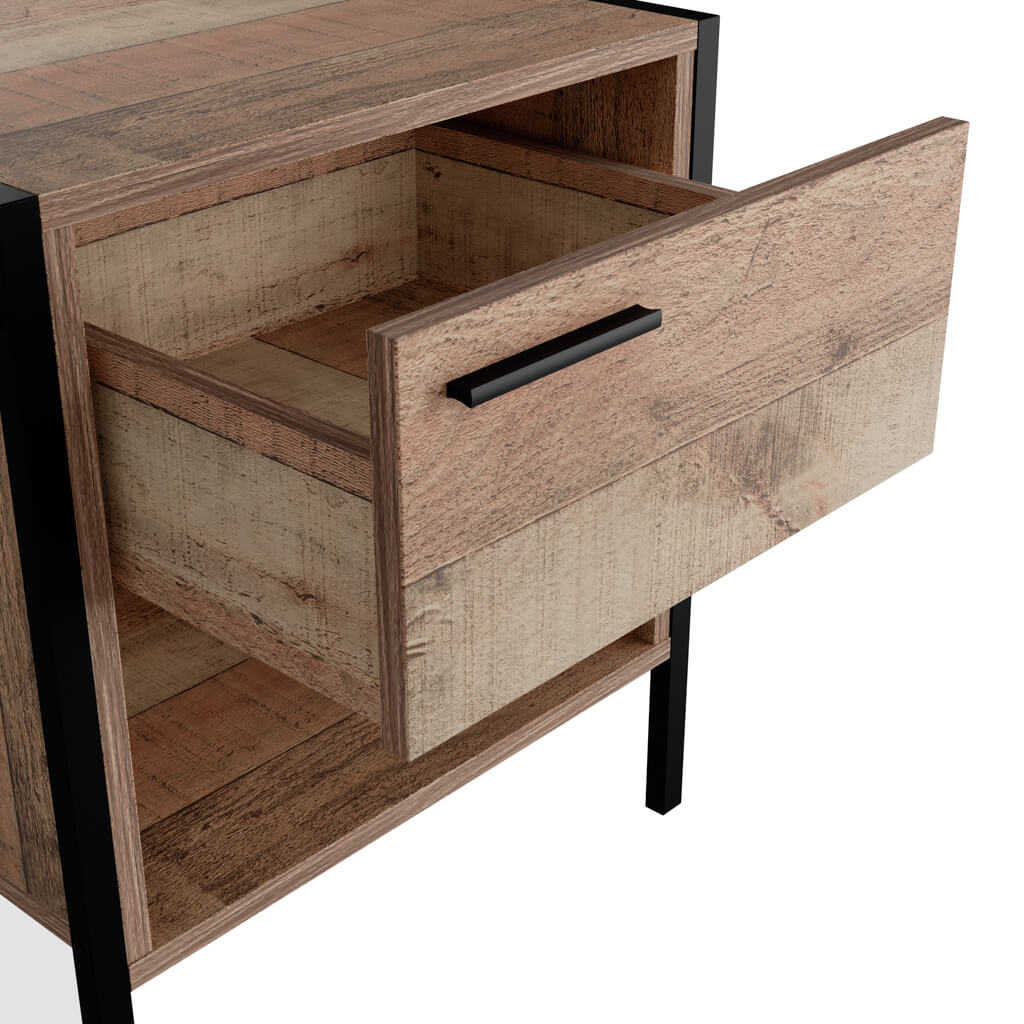 Ryla Distressed Oak Effect Bedside Cabinet