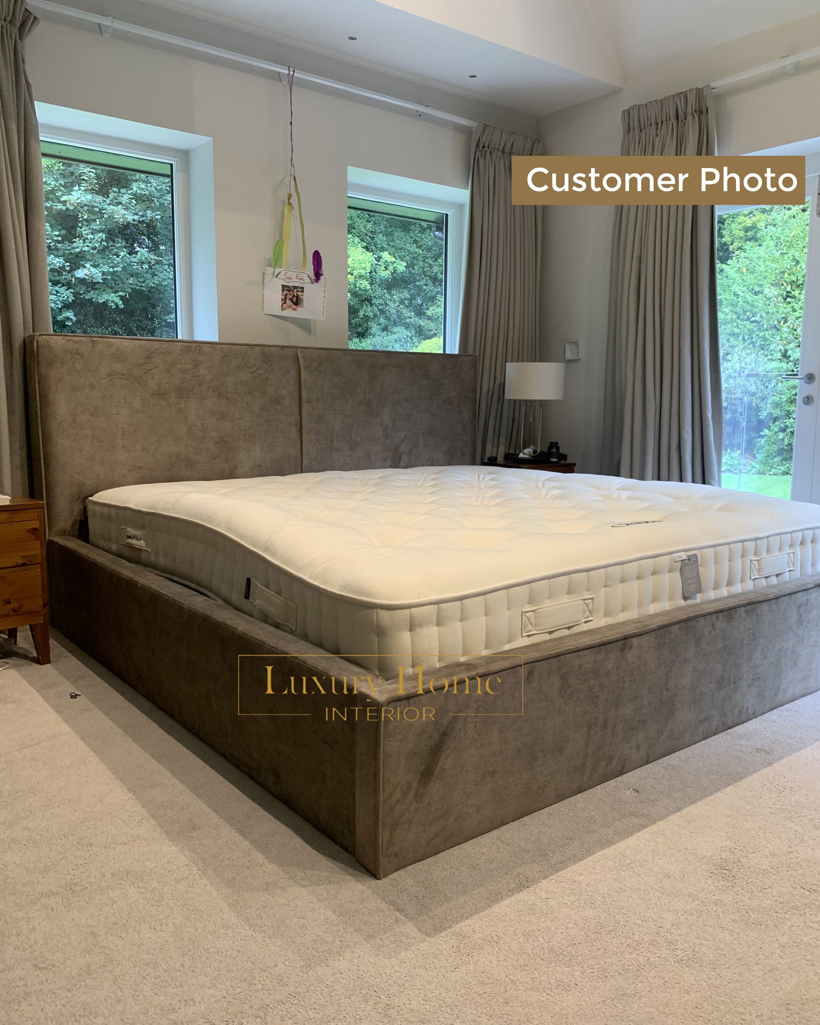 The Bespoke Celina Boucle Upholstered Bed Frame- Fully Customisable with Storage Options- Minimalist Cloud Range