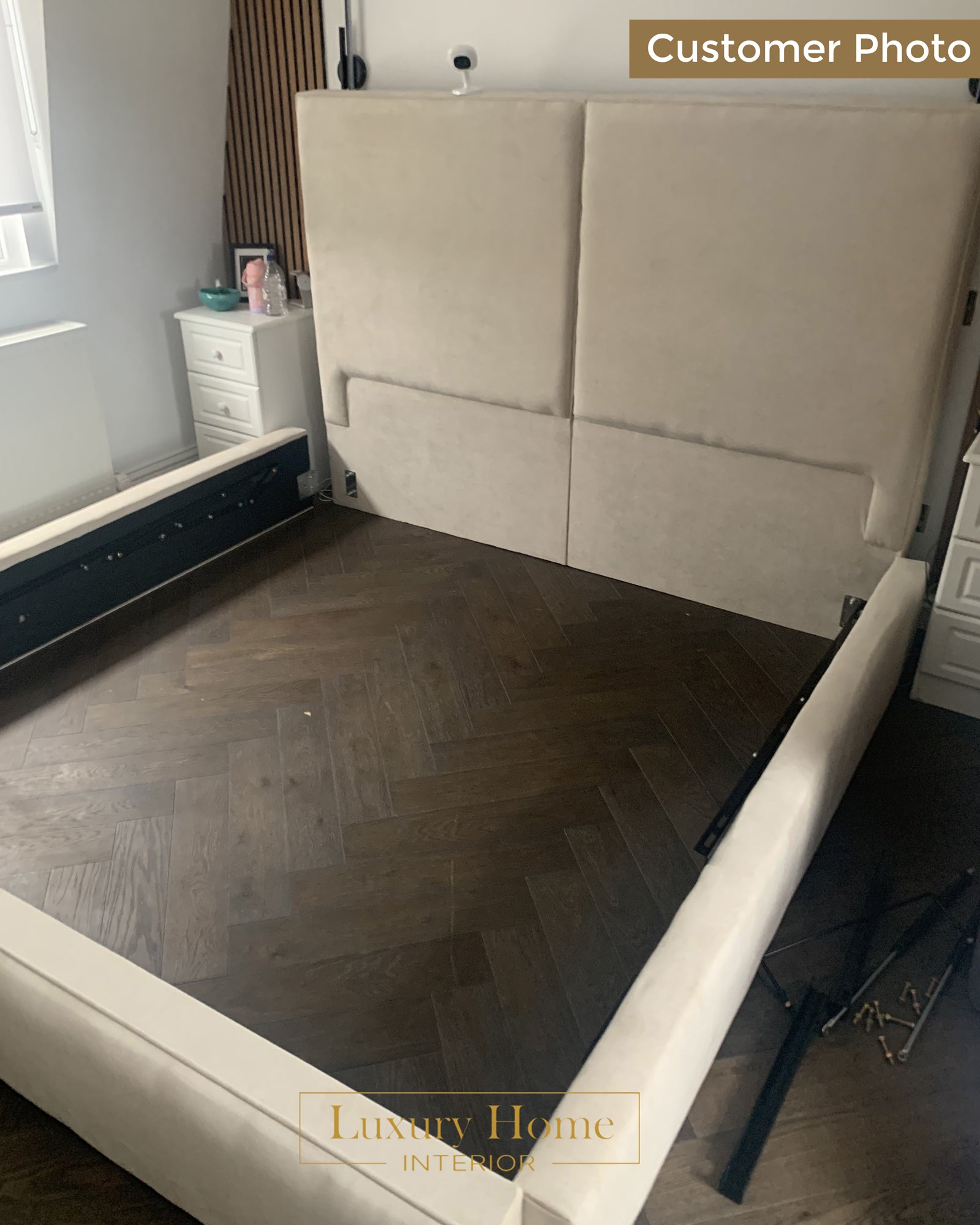 The Bespoke Celina Boucle Upholstered Bed Frame- Fully Customisable with Storage Options- Minimalist Cloud Range